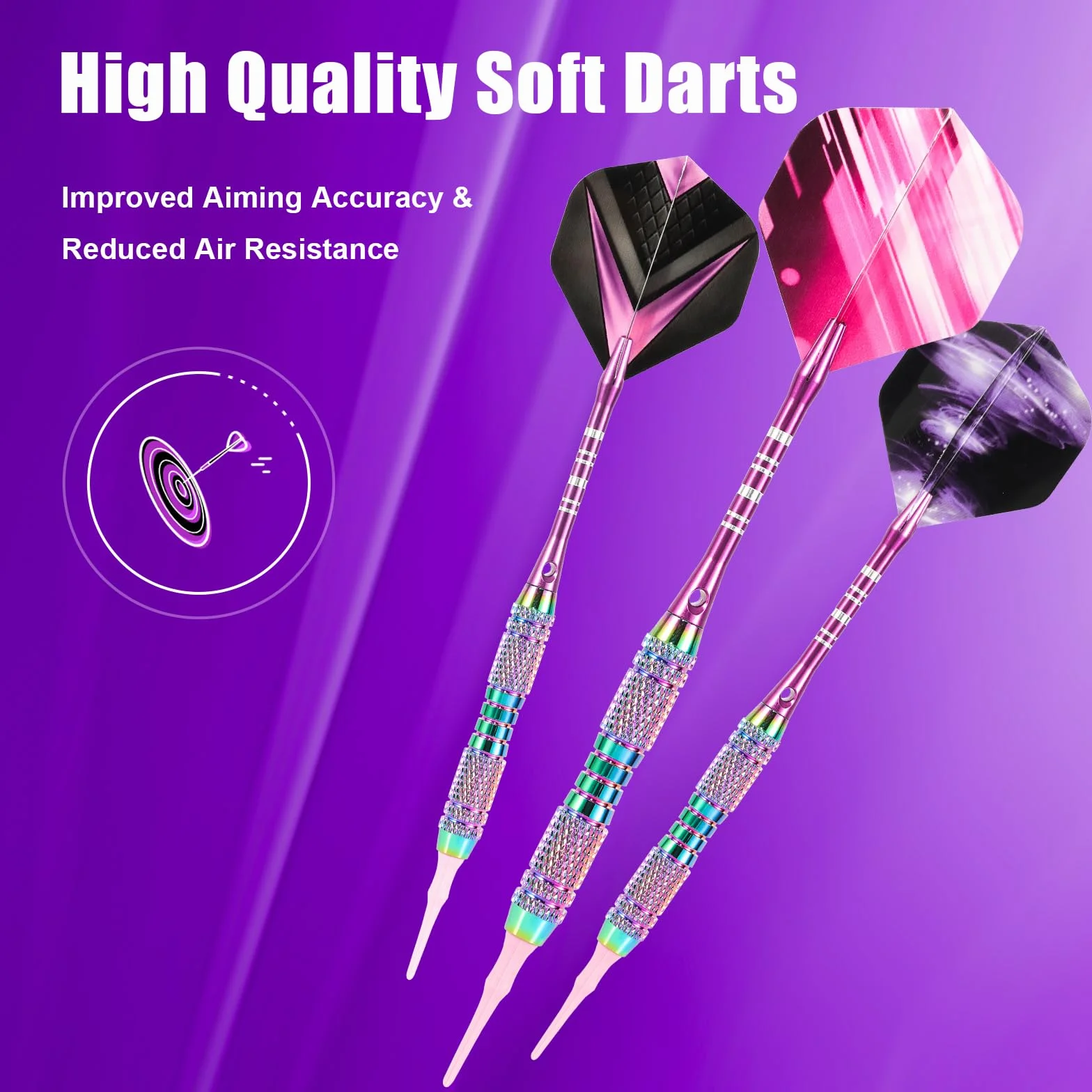 WinRoot Juego de 3 dardos de 18 g, cobre puro, barra de aluminio, plumas PET, puntas de plástico, caja