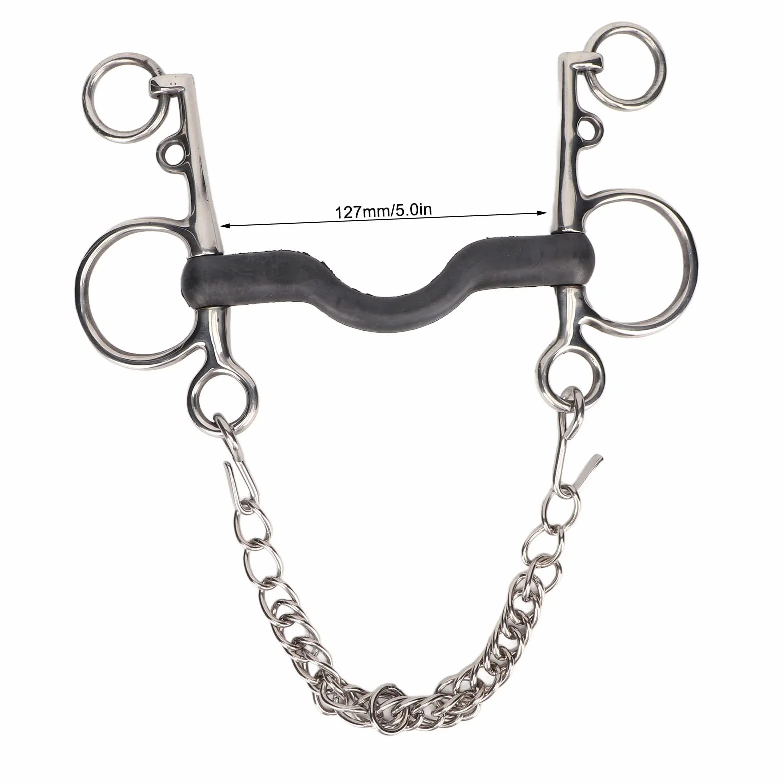 Broca para Boca de Caballo, Broca para Filete de Caballo Pulida a Mano Diseño de Goma con Centro de Acero Inoxidable Filete para Boca de Caballo para Suministros Ecuestres (127MM)