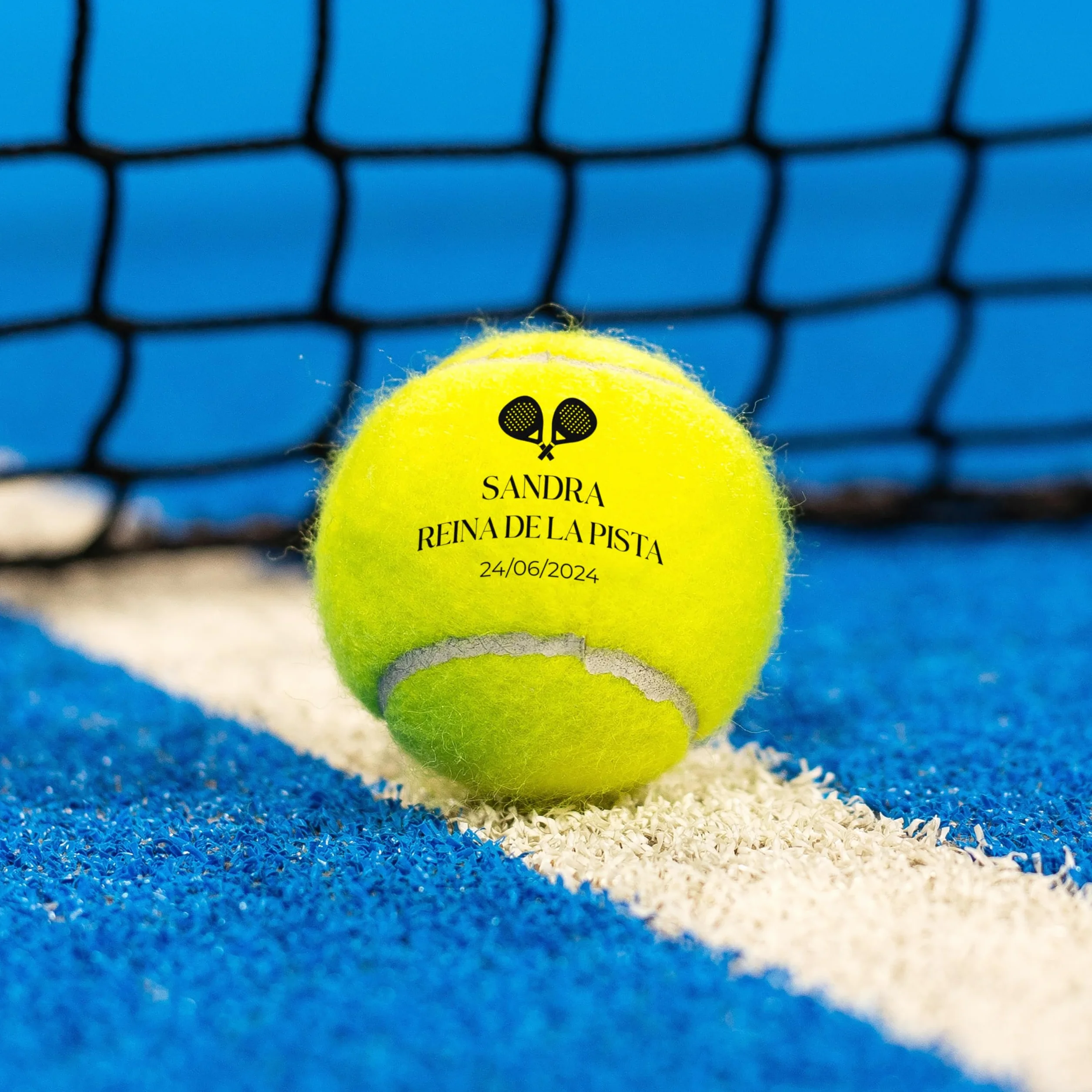 Personalizada Pelota de Tenis y Pádel Amarillo Rosa con Nombre