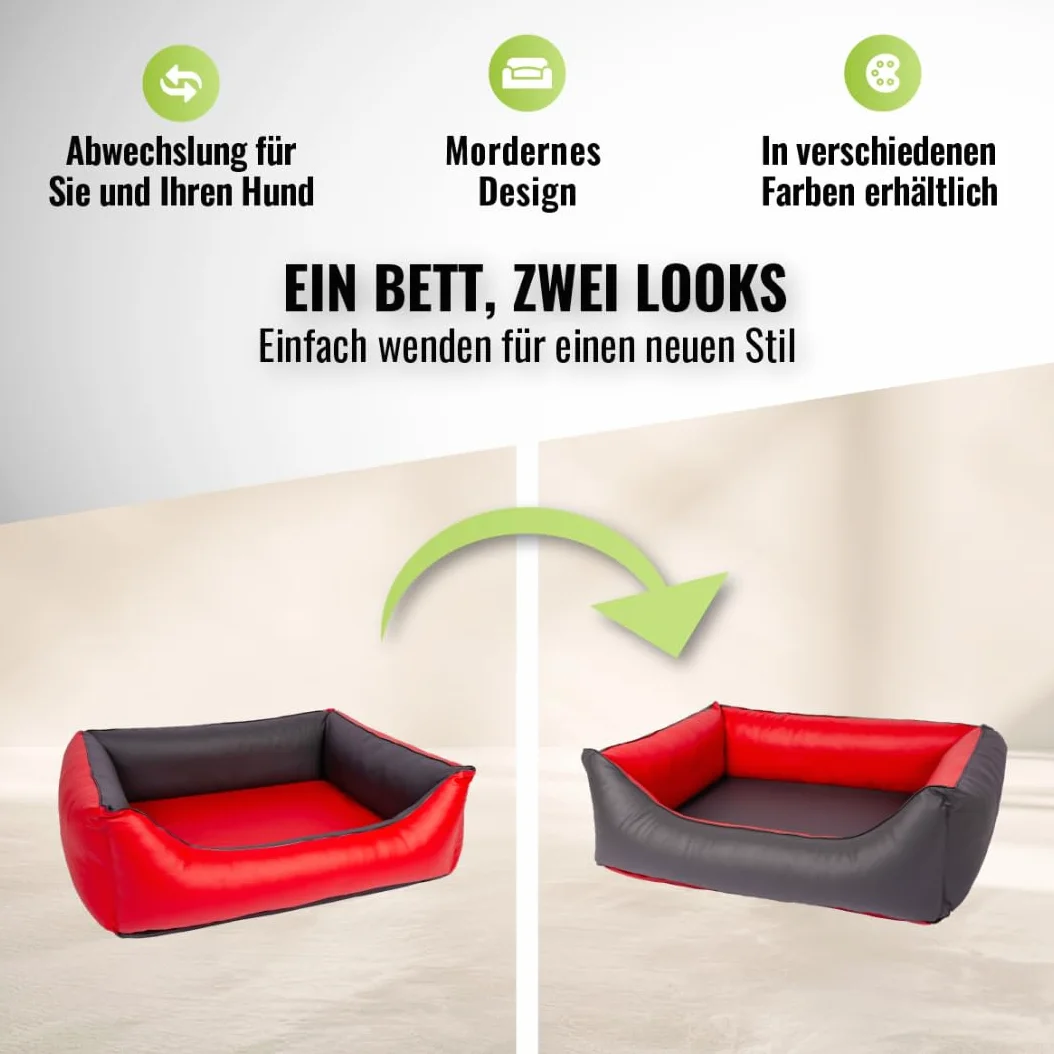 Cama para perros CopcoPet Rocco 2 en 1, impermeable y de piel sintética, con colchón de plástico para perros con espuma de copos o espuma viscoelástica ortopédica
