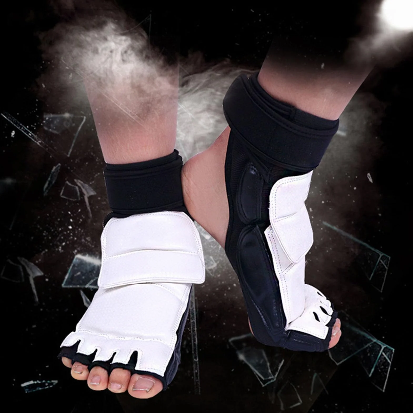 HERCHR Protector de Pie de Taekwondo para Niños Doble Fijación Elástico Corea Artes Marciales Kickboxing Karate
