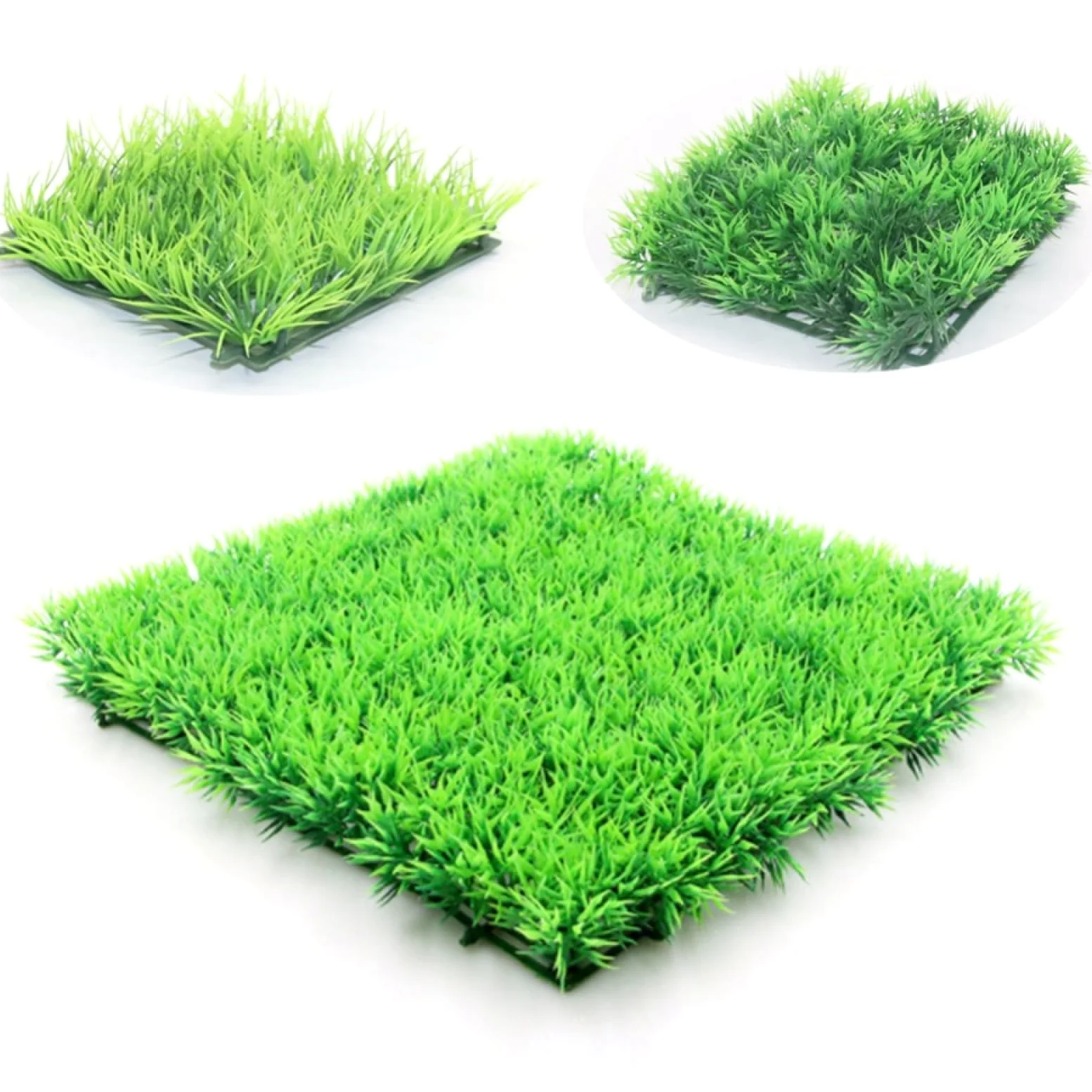 Decoraciones, Césped Artificial de plástico ABS Verde for Acuario, decoración ecológica, 3 Unidades