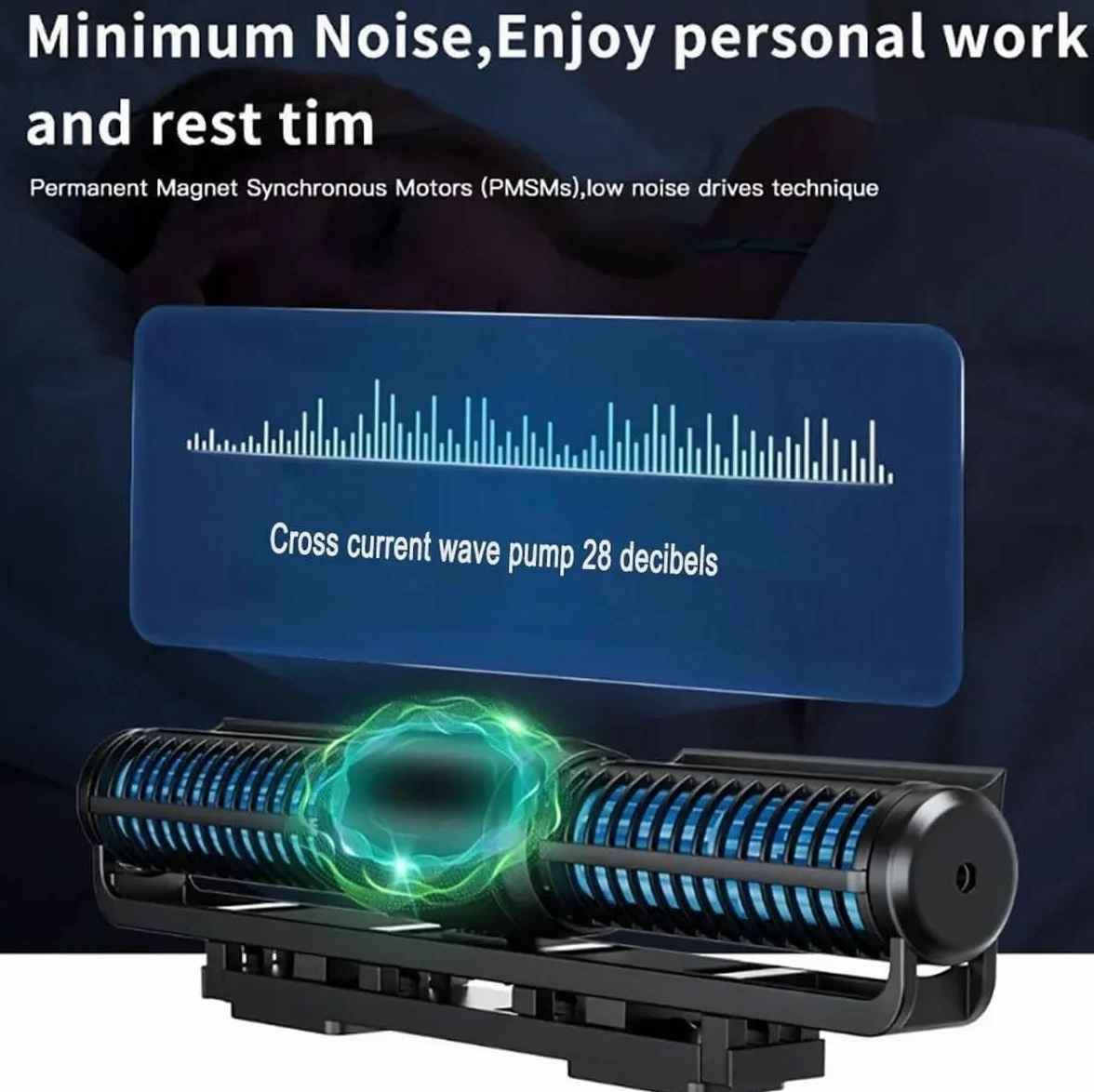 Generador de Olas para Acuario de 15 W, con Controlador de Pantalla LED, Bomba de Flujo Cruzado de 4 Niveles de Ajuste, para acuarios de Agua Dulce, Marinos y de Arrecife.