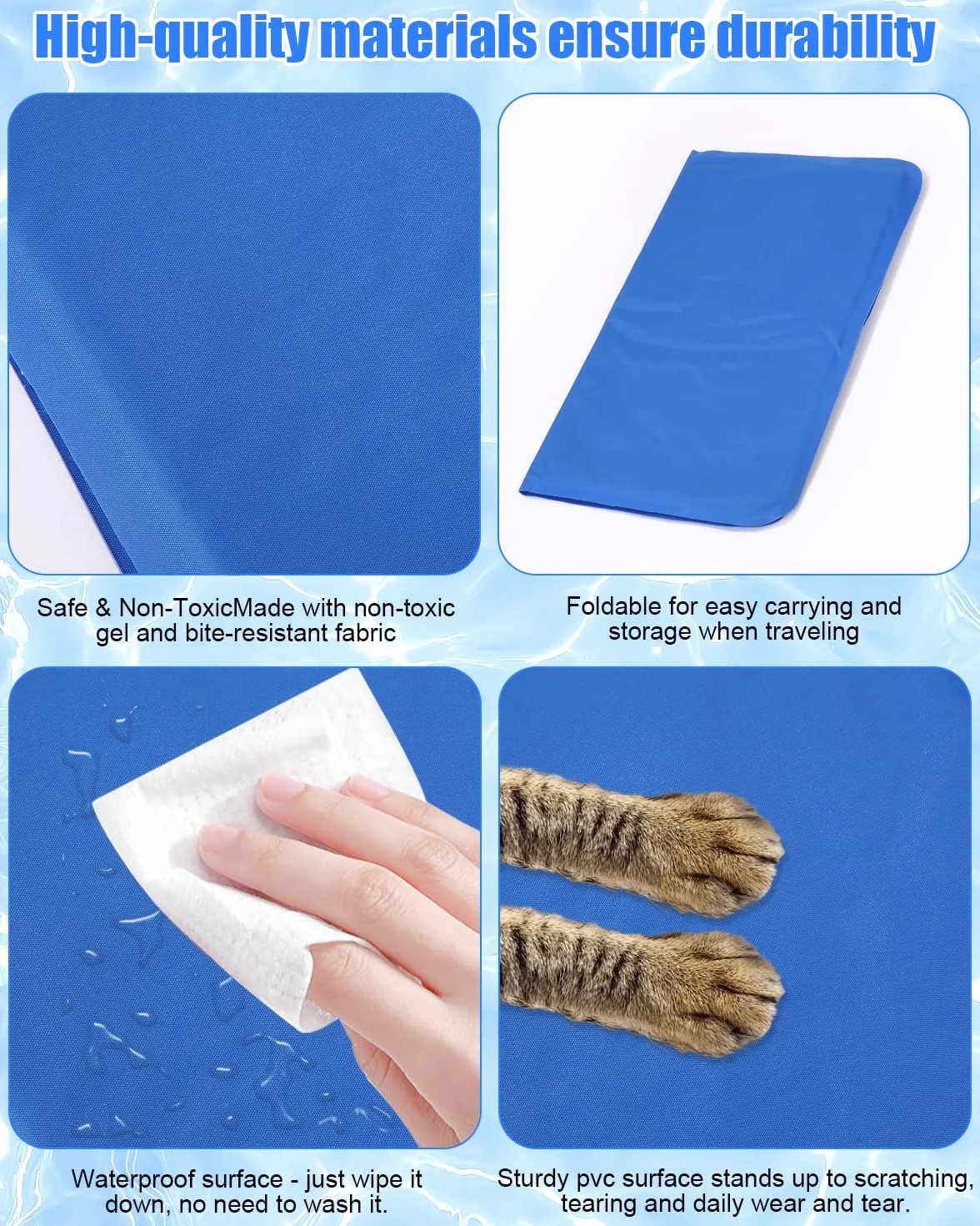 Alfombra Refrescante para Perros y Gatos, Alfombrilla de Gel Autorefrigerante, Cama refrescante Perros, Cama Fria para Perros Verano, colchoneta Fresca para Mascotas pequeños 40 * 50cm