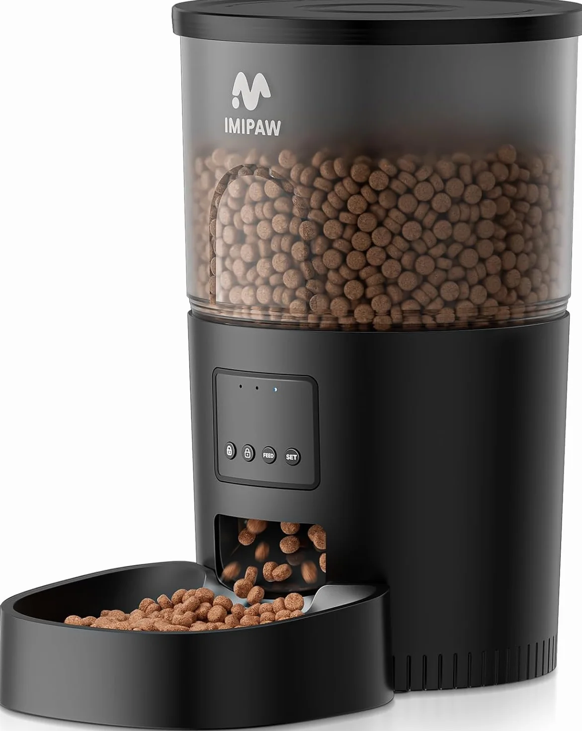 IMIPAW Comedero Gato Automático, 3L Dispensador Comida Gatos y Perros, Control de App, 1-10 Comidas al Día, Liofilizados Compatibles - El Asistente Ideal para los dueños de Mascotas