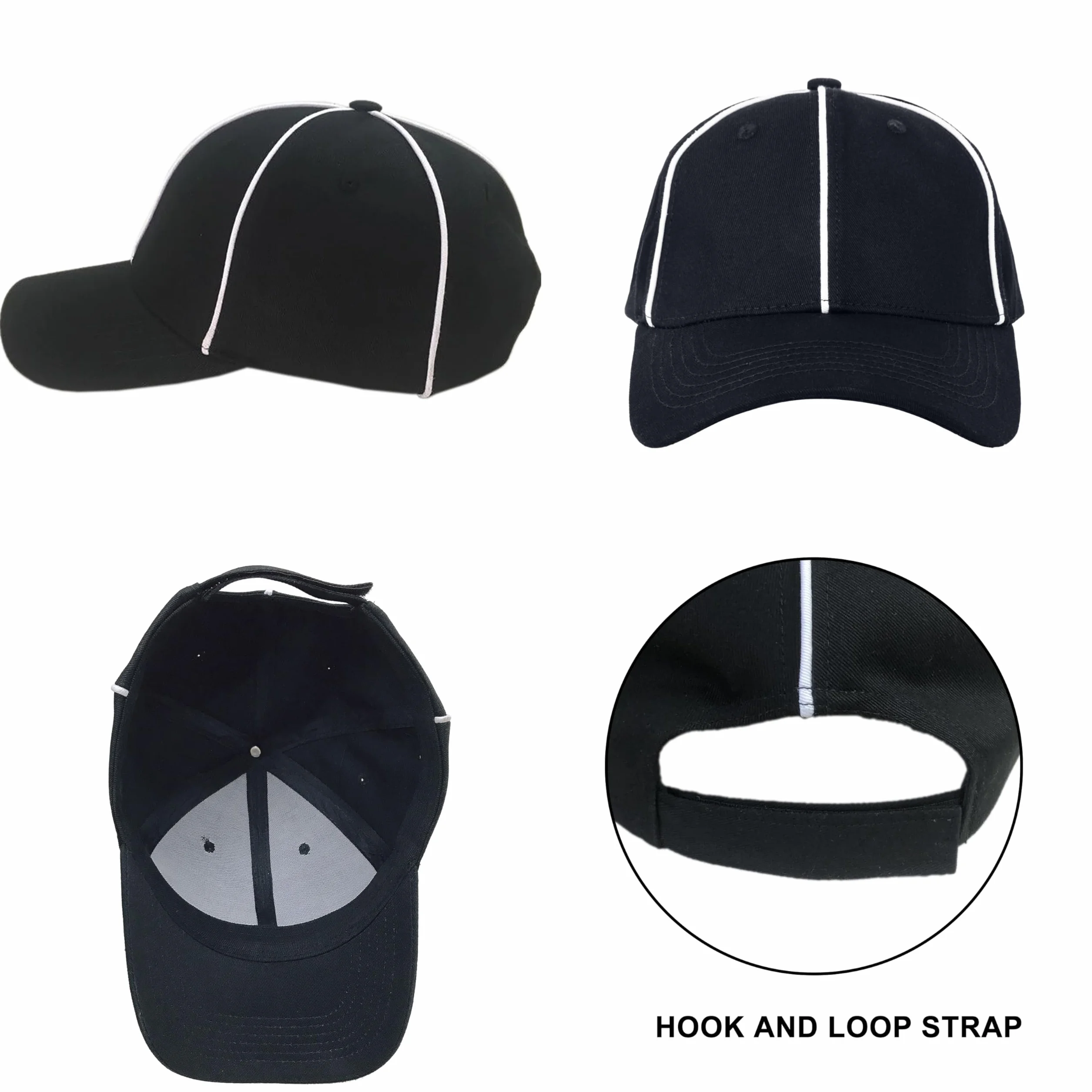 Gorro de árbitro con Rayas Blancas Ajustable