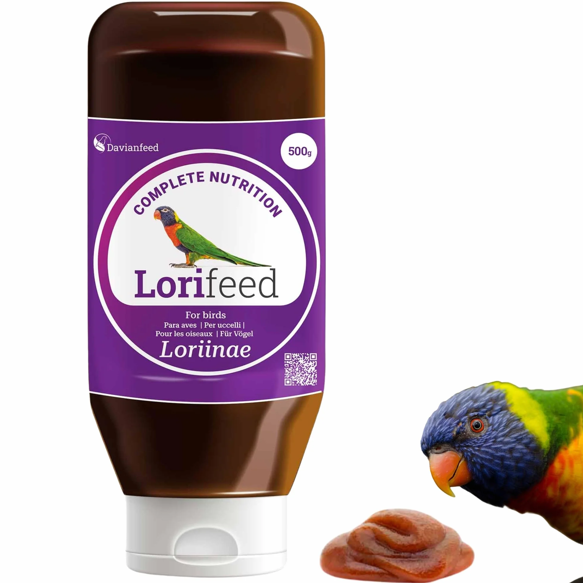 Lorifeed - Néctar Loris Completo 500g - Alimentación para Aves Nectarívoras - Fórmula Natural - Calidad y Salud Digestiva Premium - Davianfeed