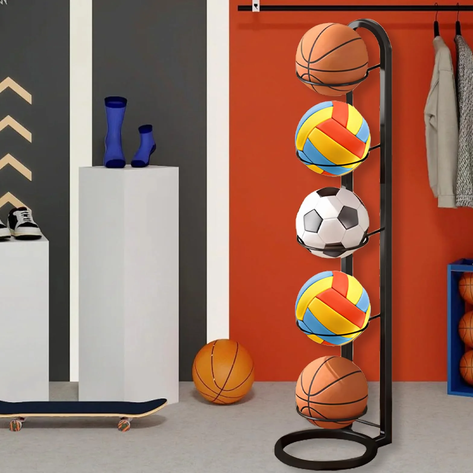 Estantería de 5 niveles para baloncesto, fútbol, voleibol y rugby