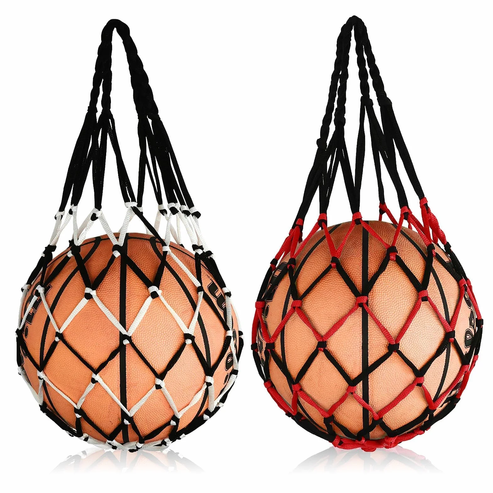 Bolsas de malla para baloncesto, red portátil para pelotas, resistente, negro/rojo+negro blanco