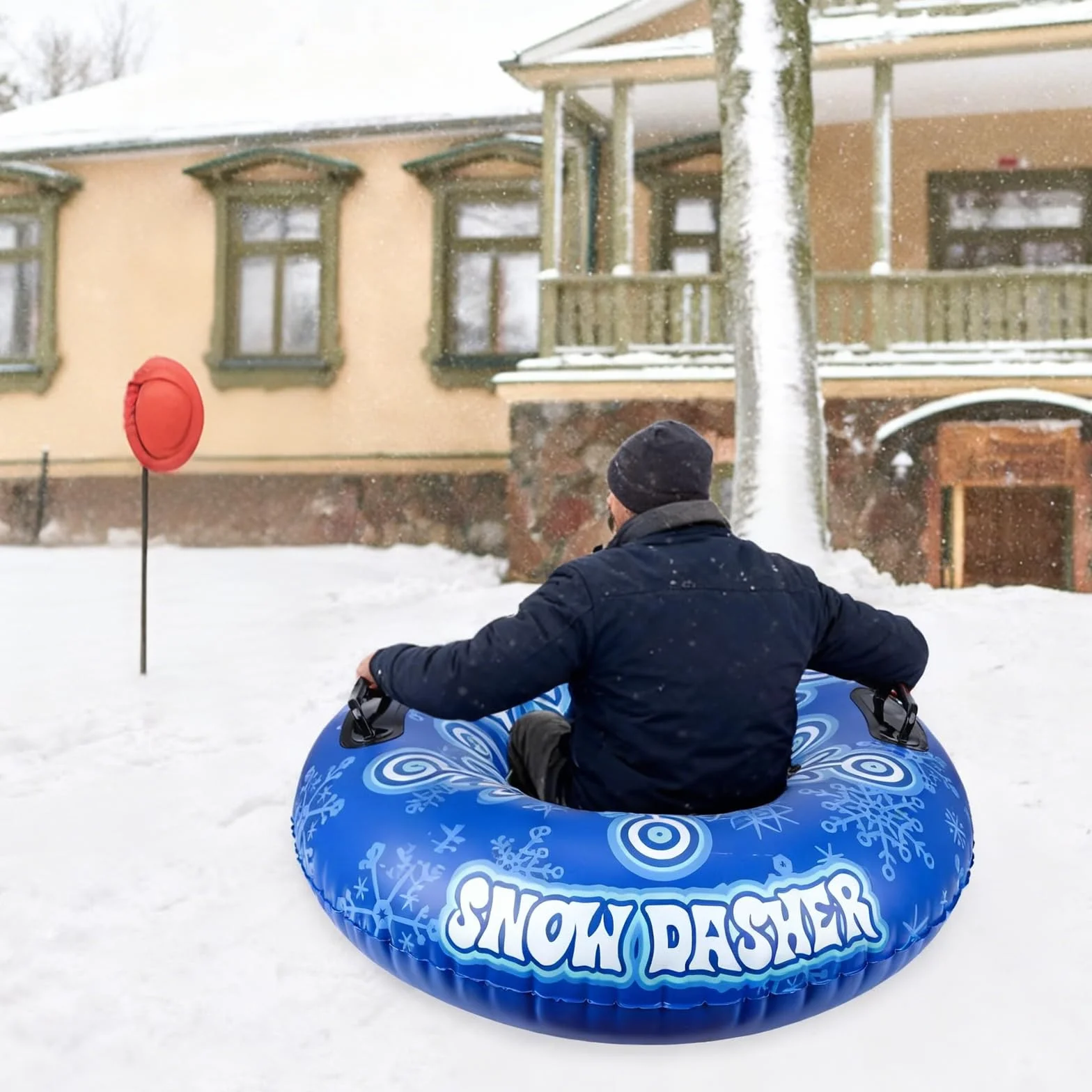 Trineo inflable 90cm PVC con asas deportes de invierno