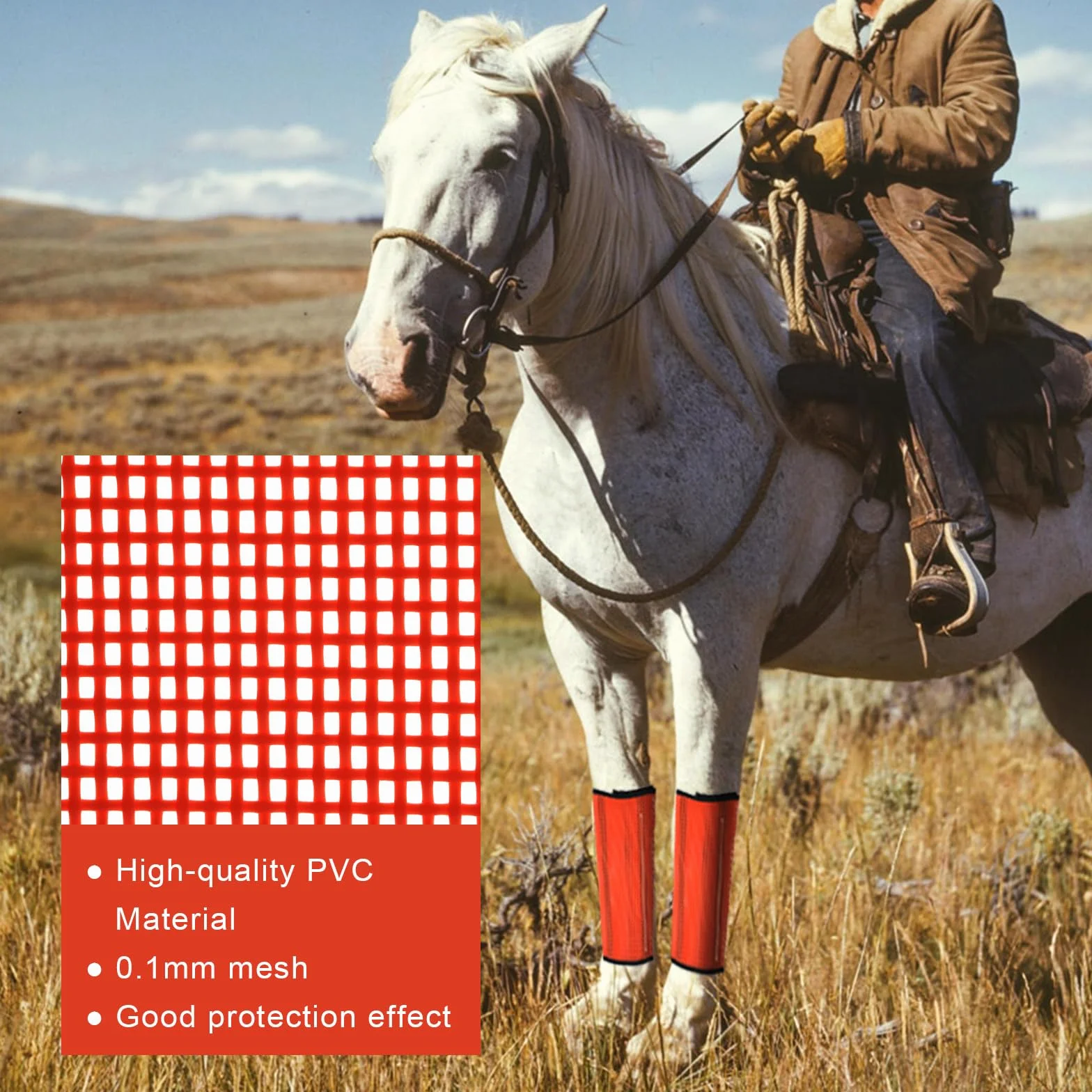 SAVITA 4 Piezas de Botas para Caballo, Botas Antimoscas de Malla Fina Transpirable para Caballos Botas Antideslizantes para Caballos Cascos Antipicaduras de Moscas Horse Accessories(Naranja)