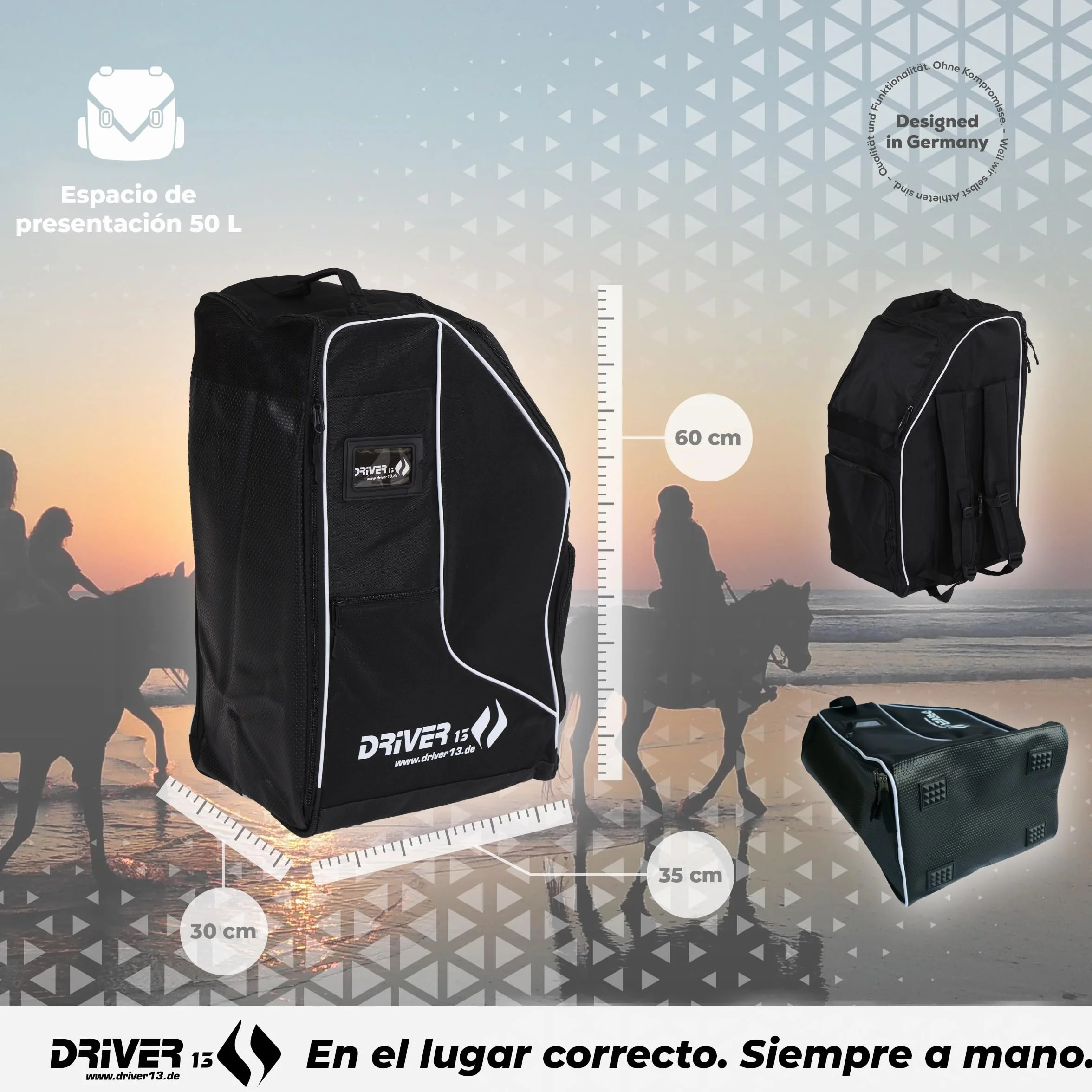 Driver13 Bolsa Deluxe para botas de equitación con compartimento para casco