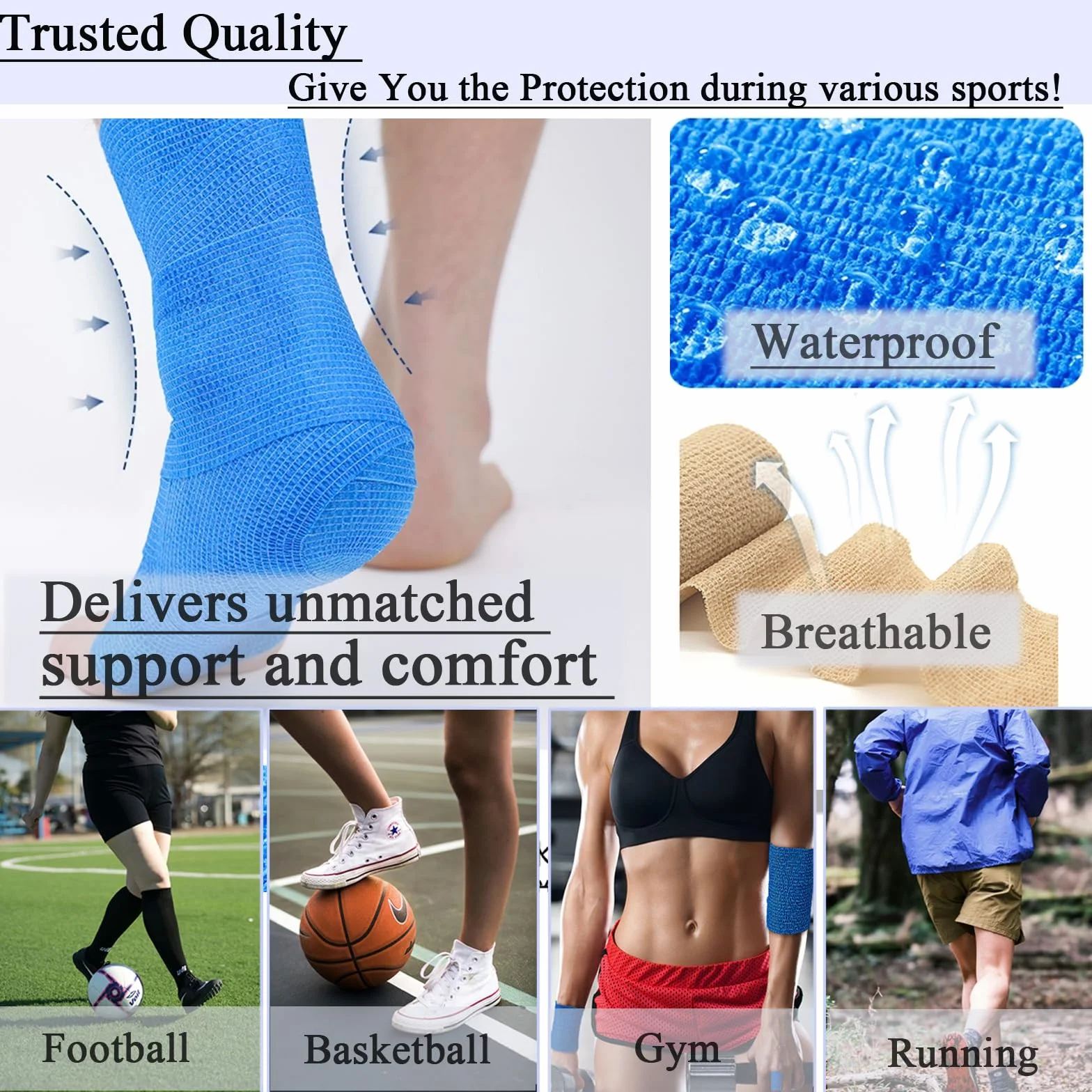 Venda Autoadhesiva 10 cm x 4,5 m Rollos, Vendaje Cohesivo Elástico para Deportes y Mascotas, Negro