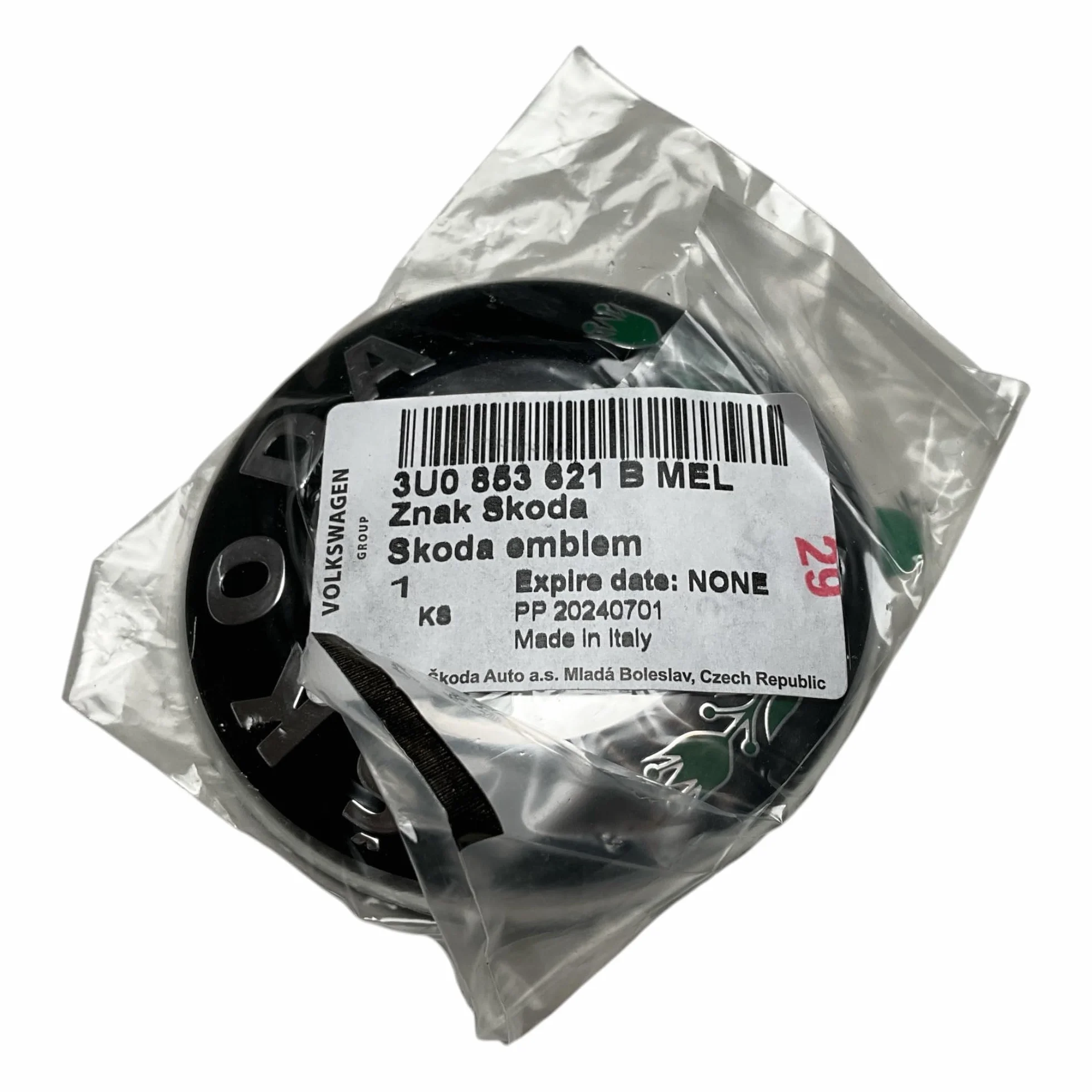 Skoda Placa Frontal con Logotipo del Emblema 3U0853621B
