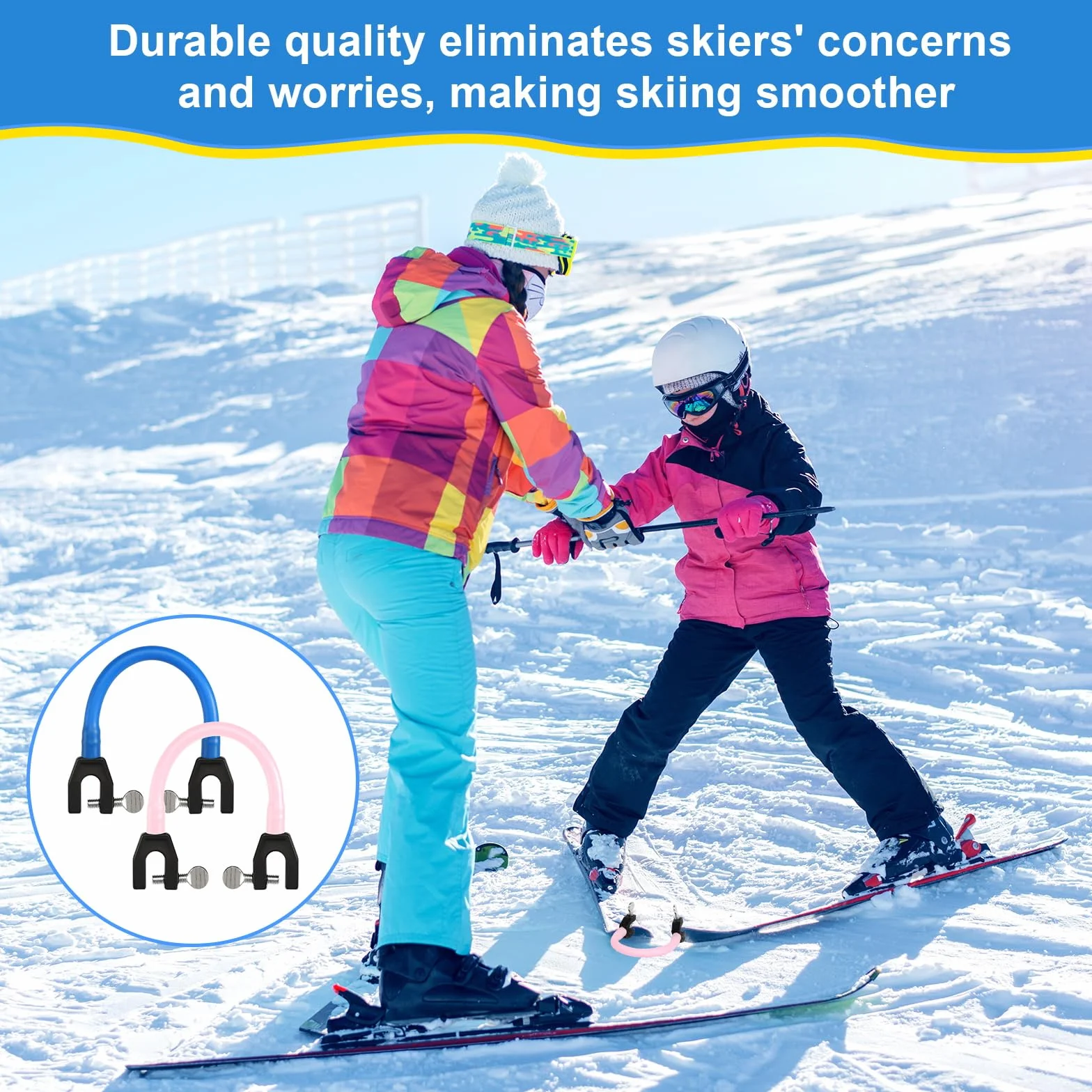 DUTIFUL conectores de puntas de esquí para niños, ayuda a la formación, control de velocidad, pinzas para snowboard