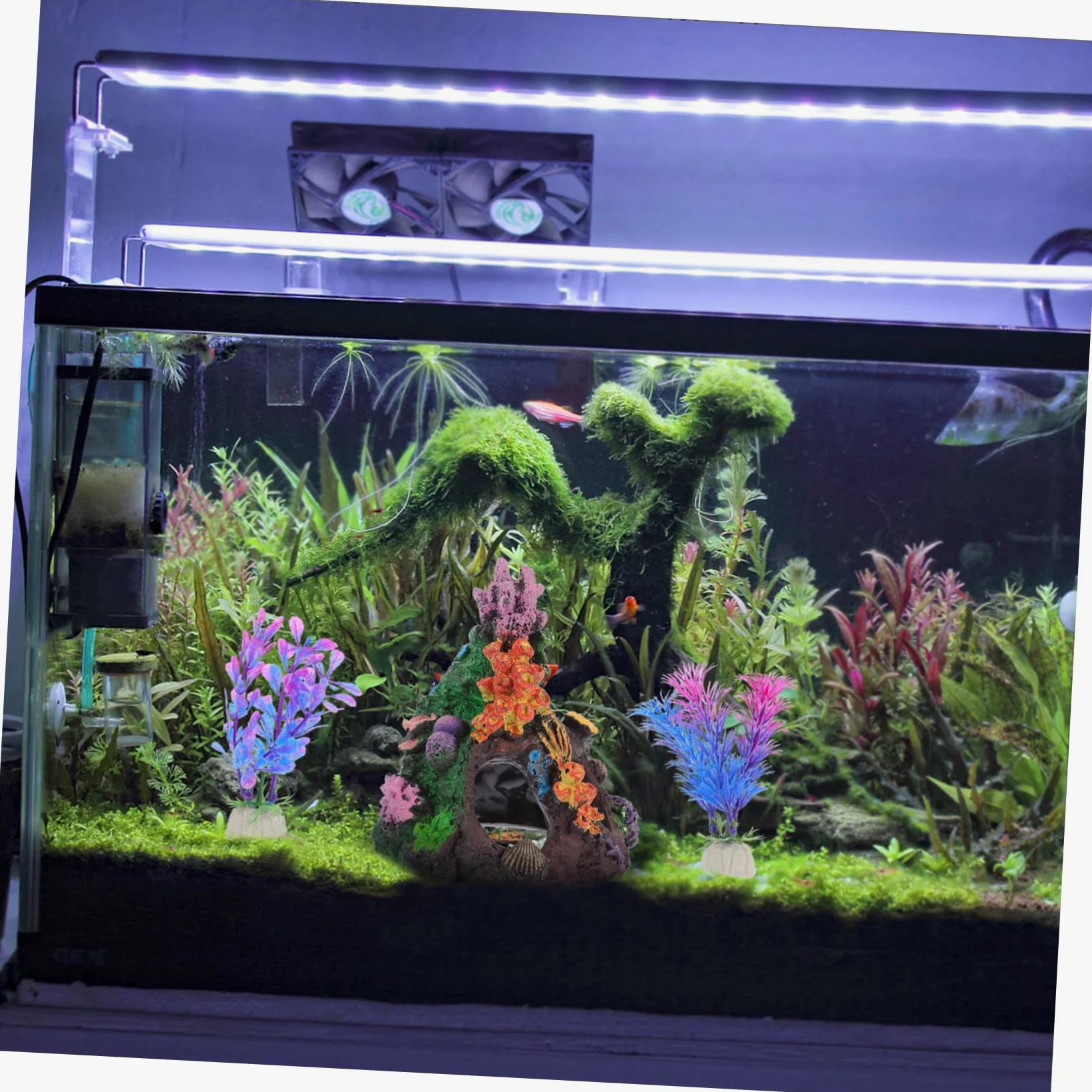 POPETPOP 4 Juegos Acuario Plantas Acuaticas Decoracion Adornos Pecera Decoración De Coral De Imitación Decoraciones De Peceras Planta Artificial Casera El Plastico 5 Piezas * 4
