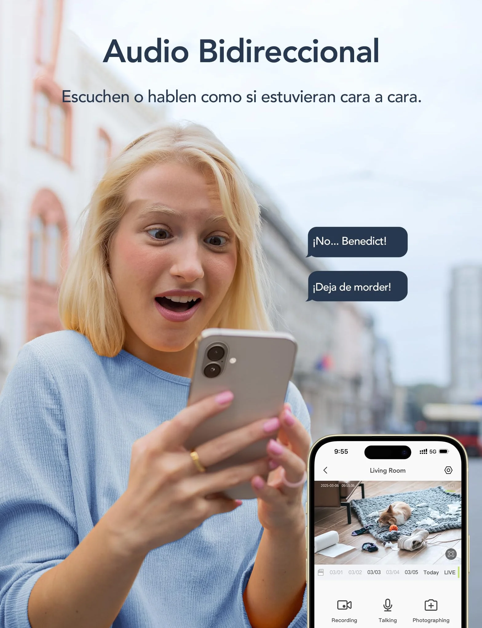 GNCC Camara Vigilancia WiFi Interior 355° PTZ 2K Cámara Vigilancia Interior con Seguimiento, para Adecuado para Bebés/Mascotas/Familia, Detección de IA, Audio Bidireccional, Visión Nocturna, 2,4GHz