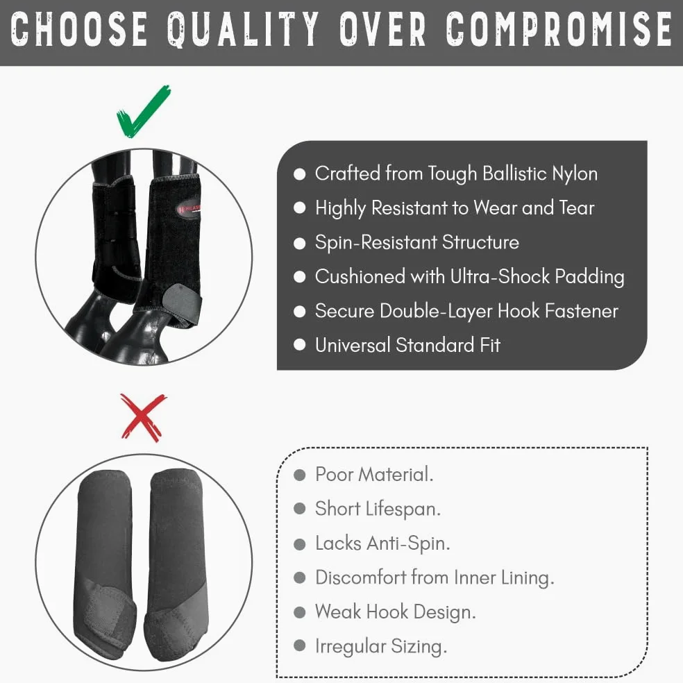 HILASON Hunter Green - Botas deportivas de competición y botas de campana, paquete de 6 unidades, protectores de patas de caballo