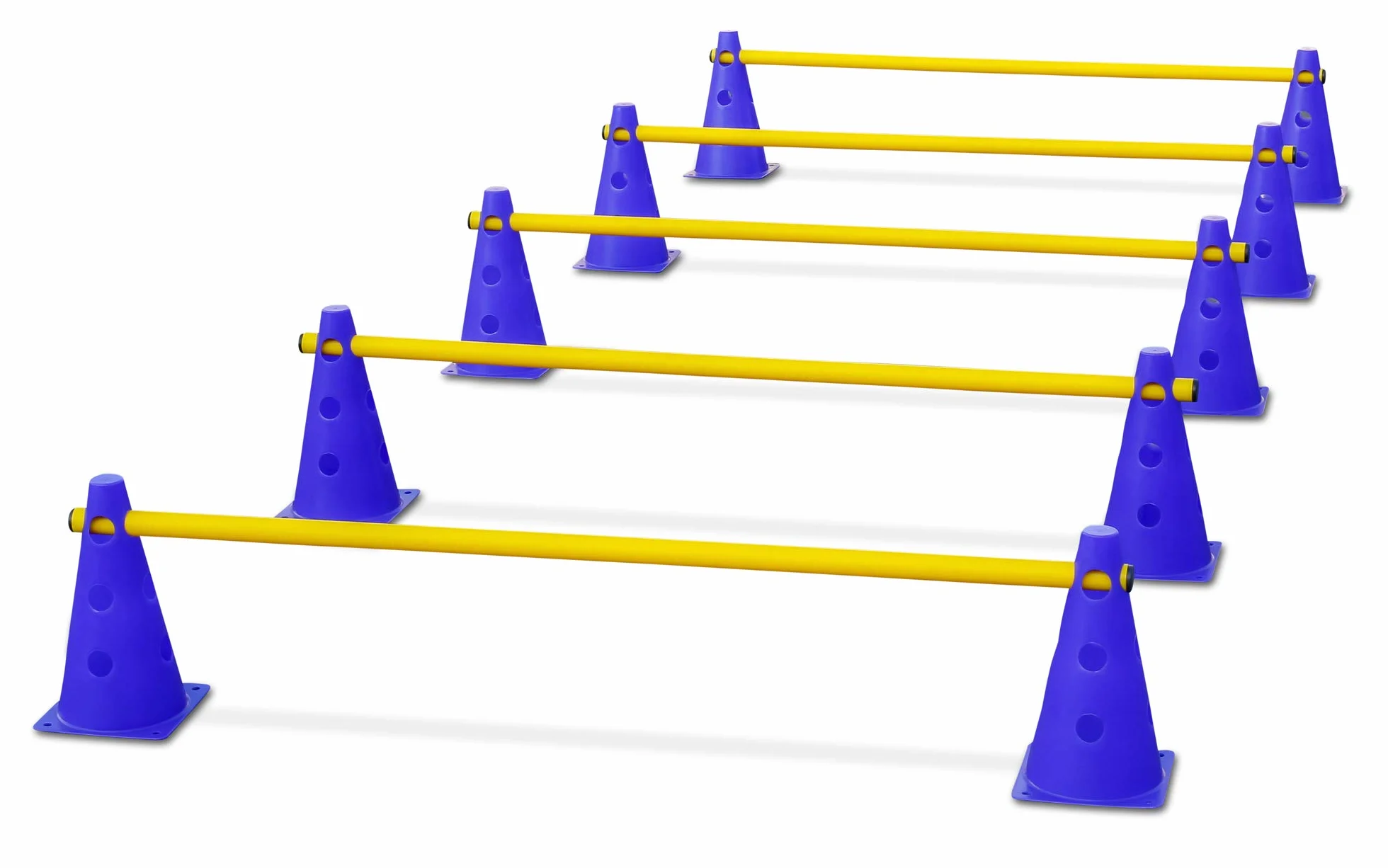 HAEST VINEX Juego de Vallas de Altura Regulable para Entrenamiento de Coordinación – Palos y Conos – Amarillo-Naranja