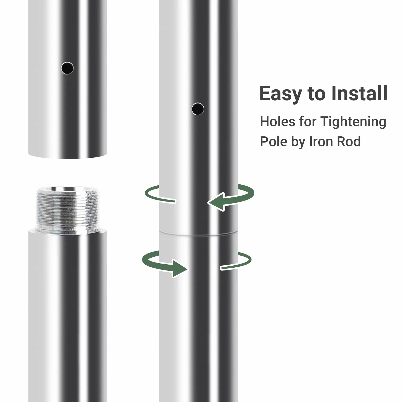 Leogreen 500mm Extensión de Barra de Baile, Tubo de Extensión para Pole Dance Profesional 45mm