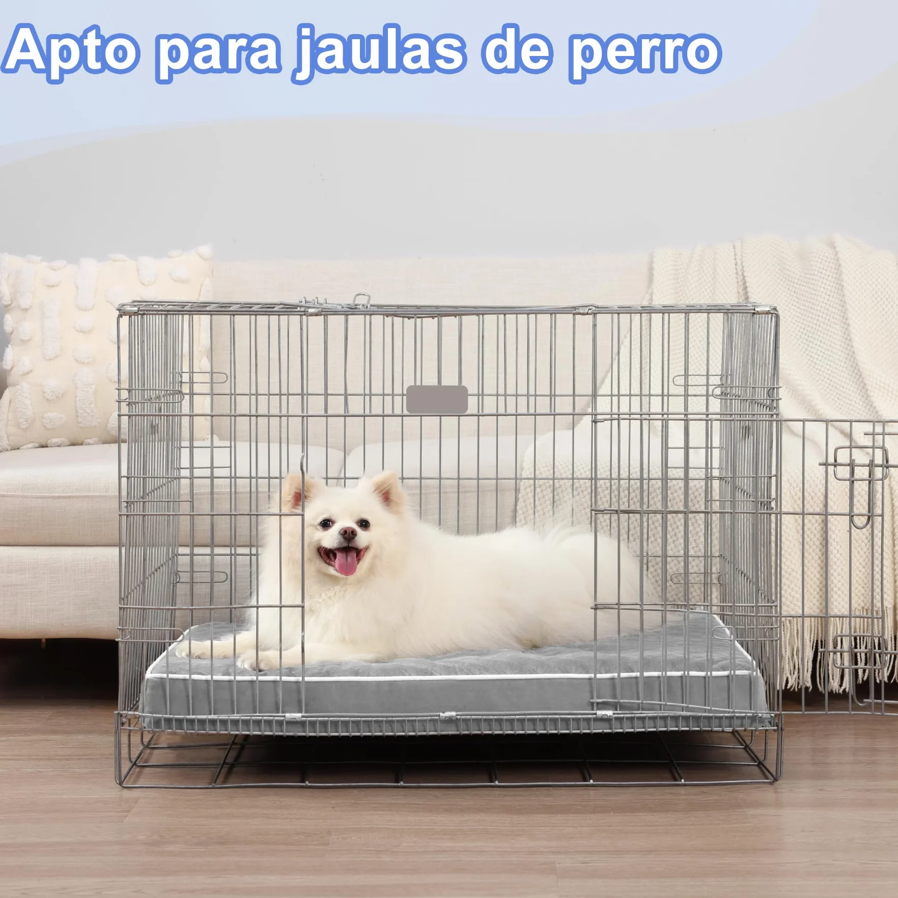 KSIIA Cama para Perros Medianos Ortopédica, Colchón Perro Lavable, Colchoneta Perro Impermeable, Dog Bed con Funda Extraíble, Gris, 88x55x7cm