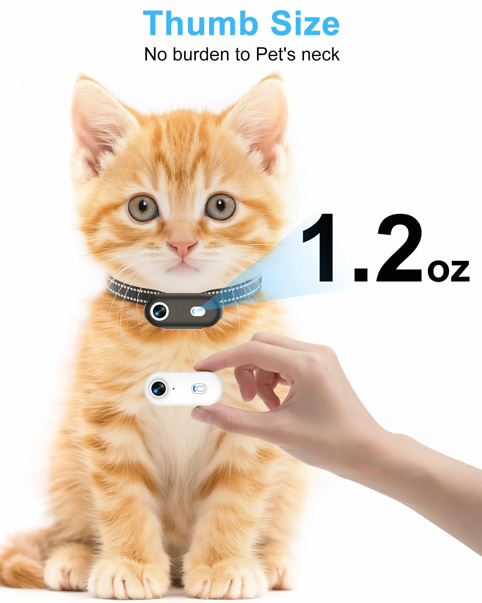 Collar de cámara para perros y gatos con aplicación para teléfono, grabación de video HD 1080P, cámara POV para mascotas tamaño XS/M para perros y gatos grandes, cámaras inalámbricas para mascotas con