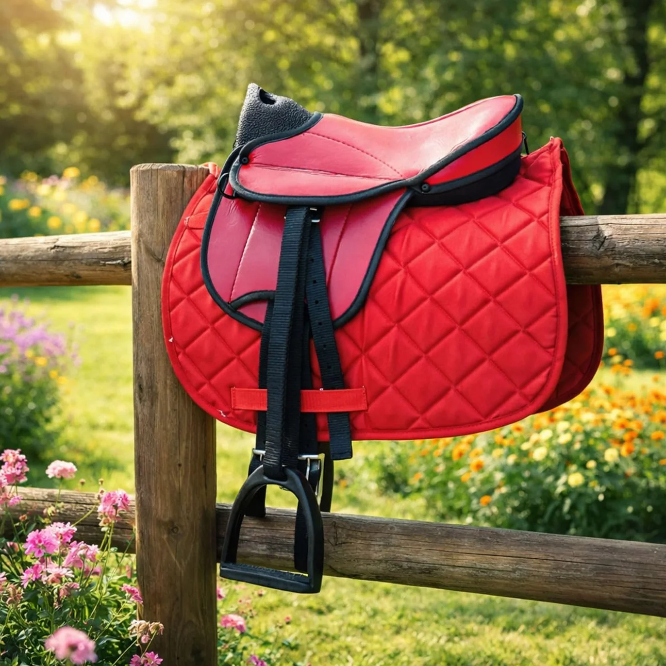 German Riding «My Little Pony» Set de silla de montar para Shetland, Rojo, 30.5 cm
