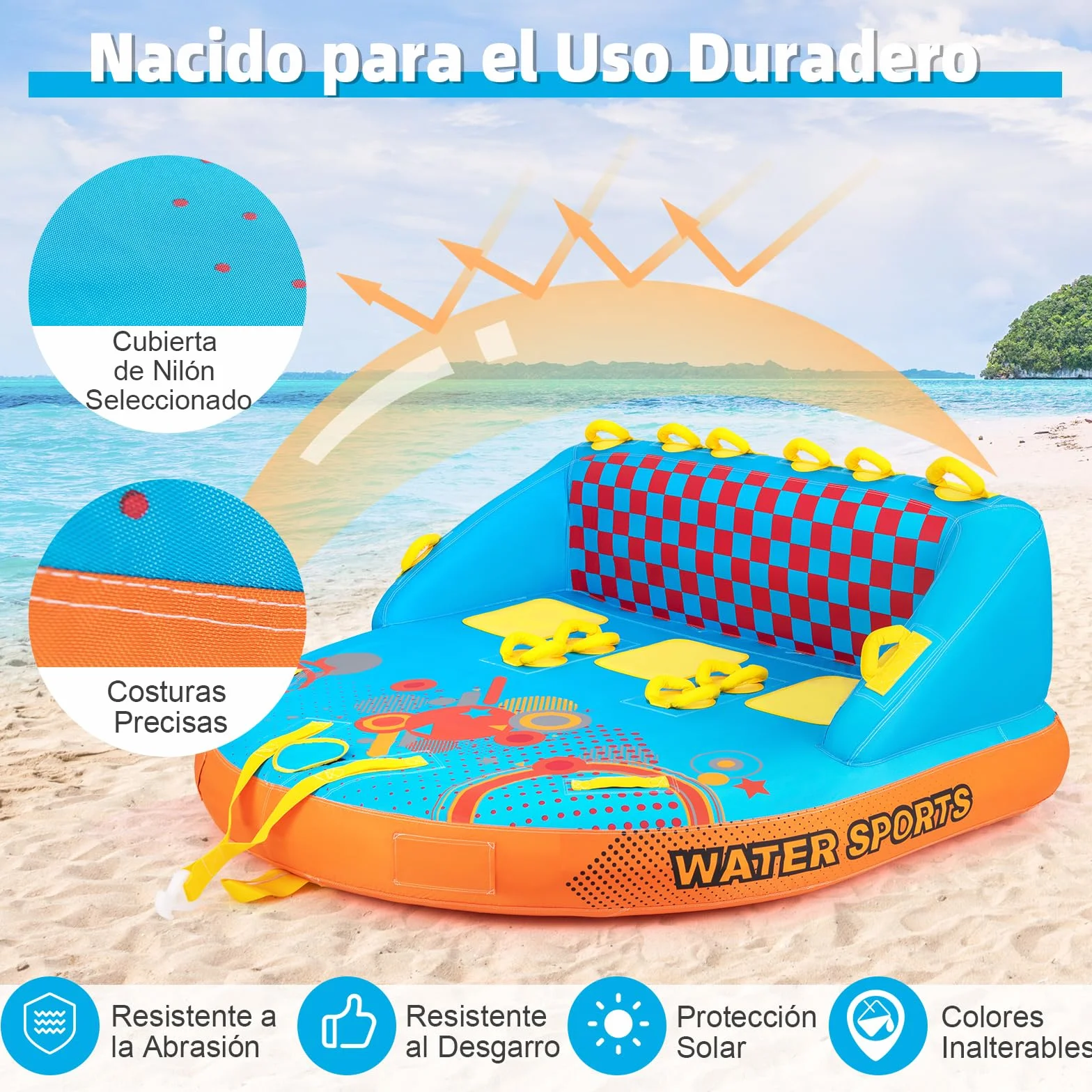 COSTWAY Tubos Remolcables para Navegar de 3 Pasajeros, Cubierta de Nailon Grueso Resistente