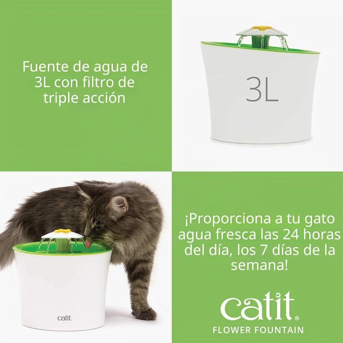 Catit 43742W Bebedero Fuente Flor 3, 3 L