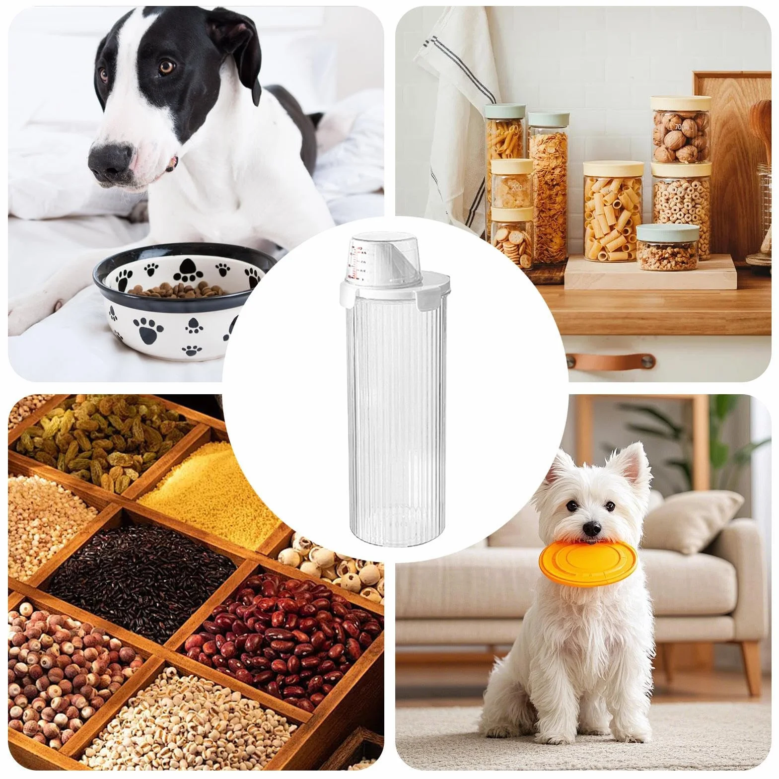 Contenedor de comida para gatos – Contenedor hermético de almacenamiento de alimentos para perros – Dispensador hermético de gran capacidad, suministros para mascotas, accesorios de cocina para