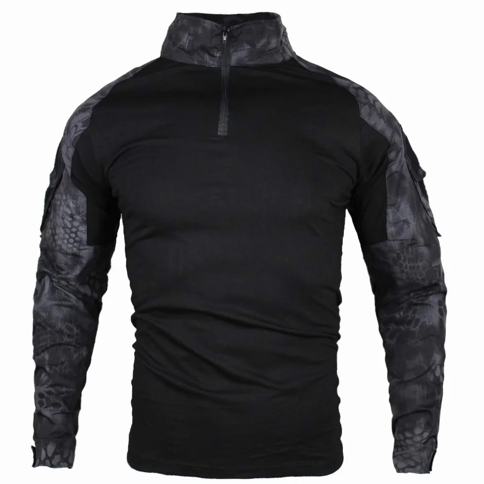 Camiseta de Combate Táctica para Hombres Transpirable Ripstop Caza Militar Airsoft
