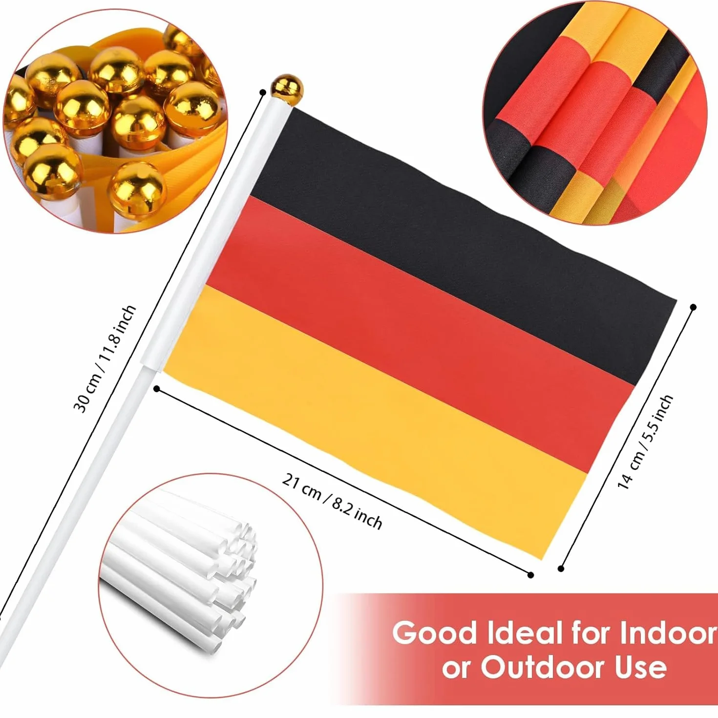 AhfuLife Bandera de Mano de Fútbol Copa del Mundo 48 Países 30cm Palo Doble Cara Decoración Desfile Fiesta