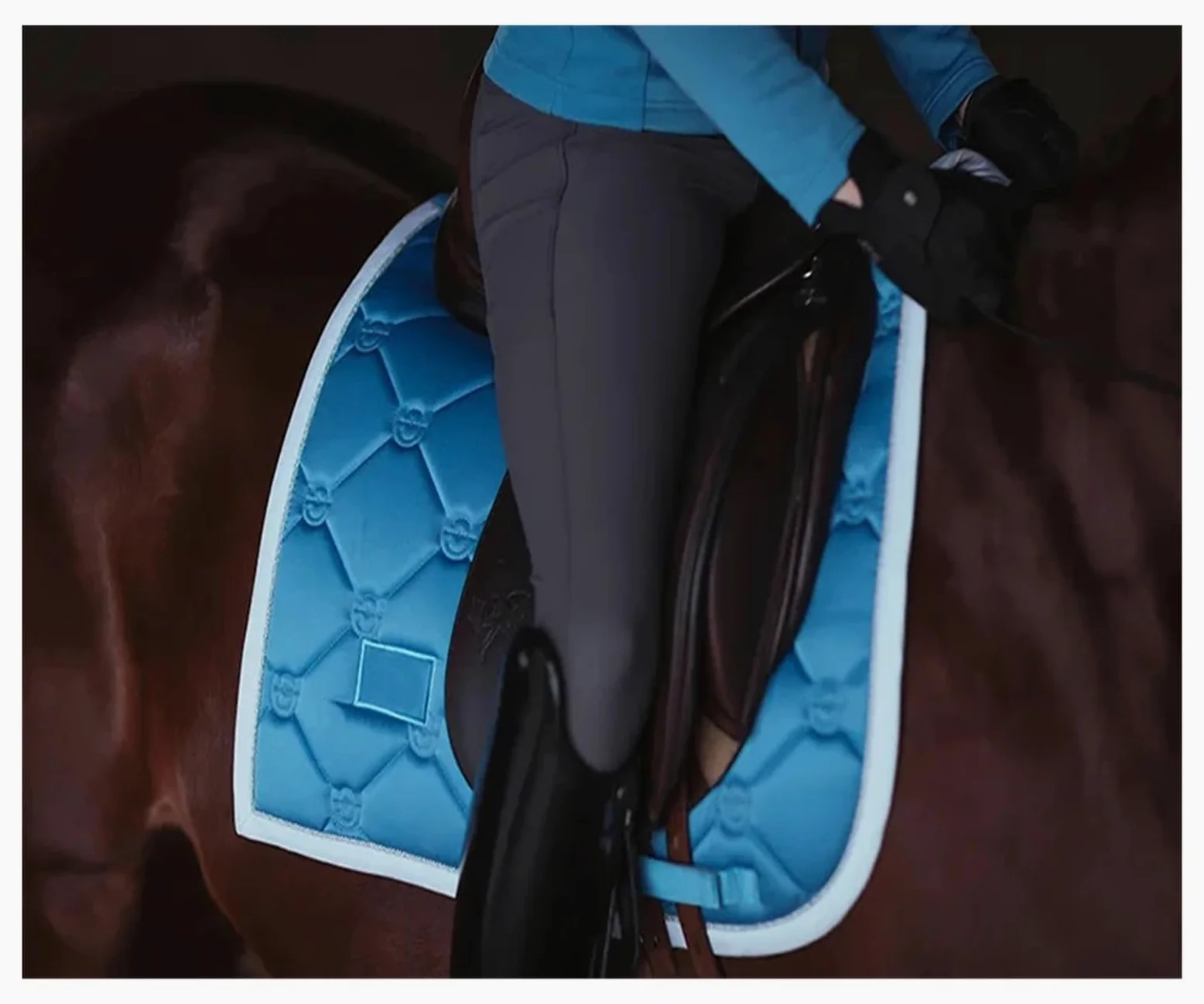 Mantilla para Caballo Almohadilla de Silla de Doma de Tela Satinada, Equipo de equitación Azul, Productos ecuestres equinos