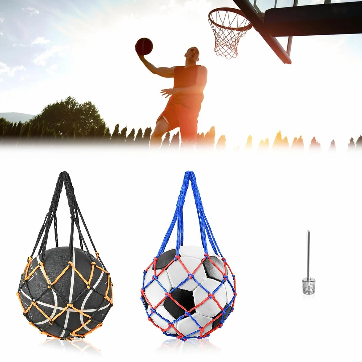 KARELLS Bolsa de Red de Nylon para Pelotas de Fútbol, 2 Piezas