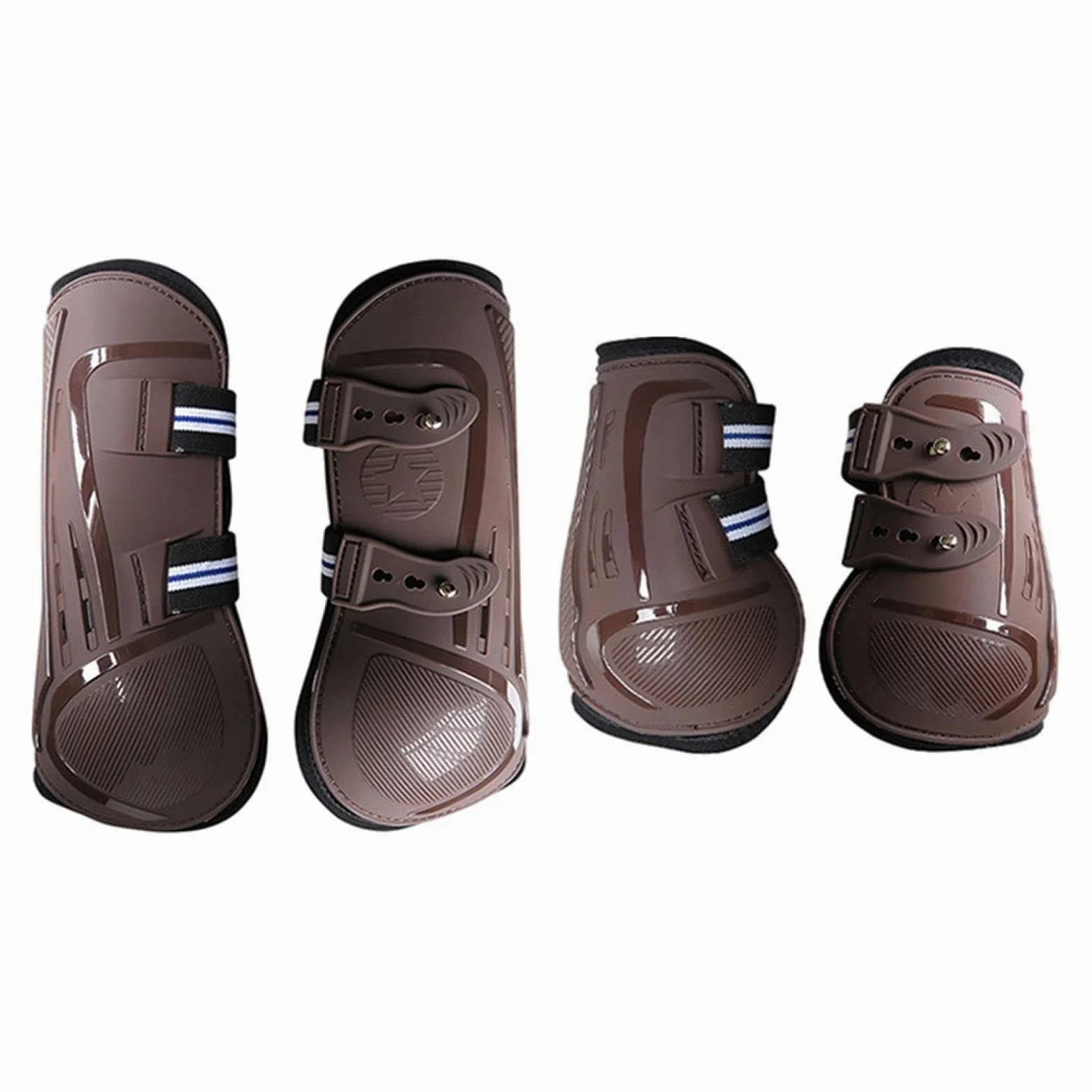 Sharplace 4X Botas para Caballos, Protección para Las Piernas, Soporte Amortiguador, Vendajes para Las Piernas, Protector de Piernas para Entrenamiento de Salto, marrón XL