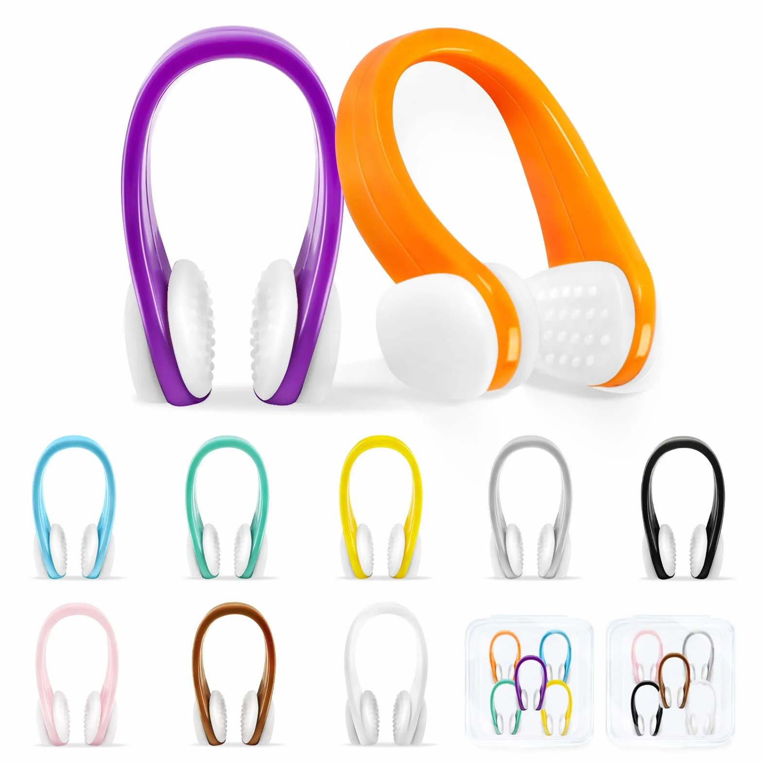 Pinzas Nariz Natación 10 Piezas Clip Nasal Silicona para Niños y Adultos con Caja Almacenaje Multicolor