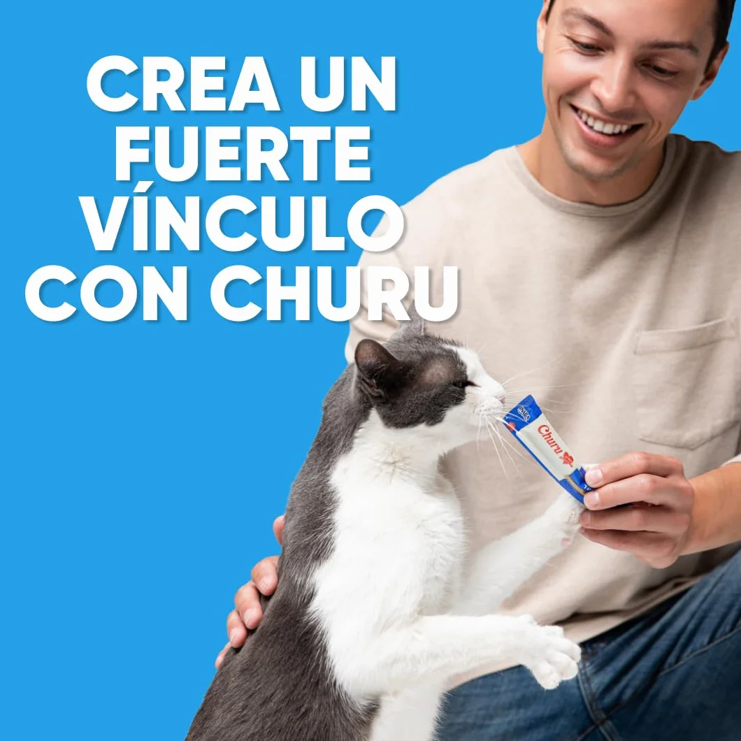 INABA Churu Hairball Control, Snack Cremoso para Gatos contra Las Bolas de Pelo, con Atún, Pollo y Salmón, Puré Suave con Fibra Añadida, Rico en Omega 3 y 6, Alto Contenido en Humedad, 40 Tubos x 14g