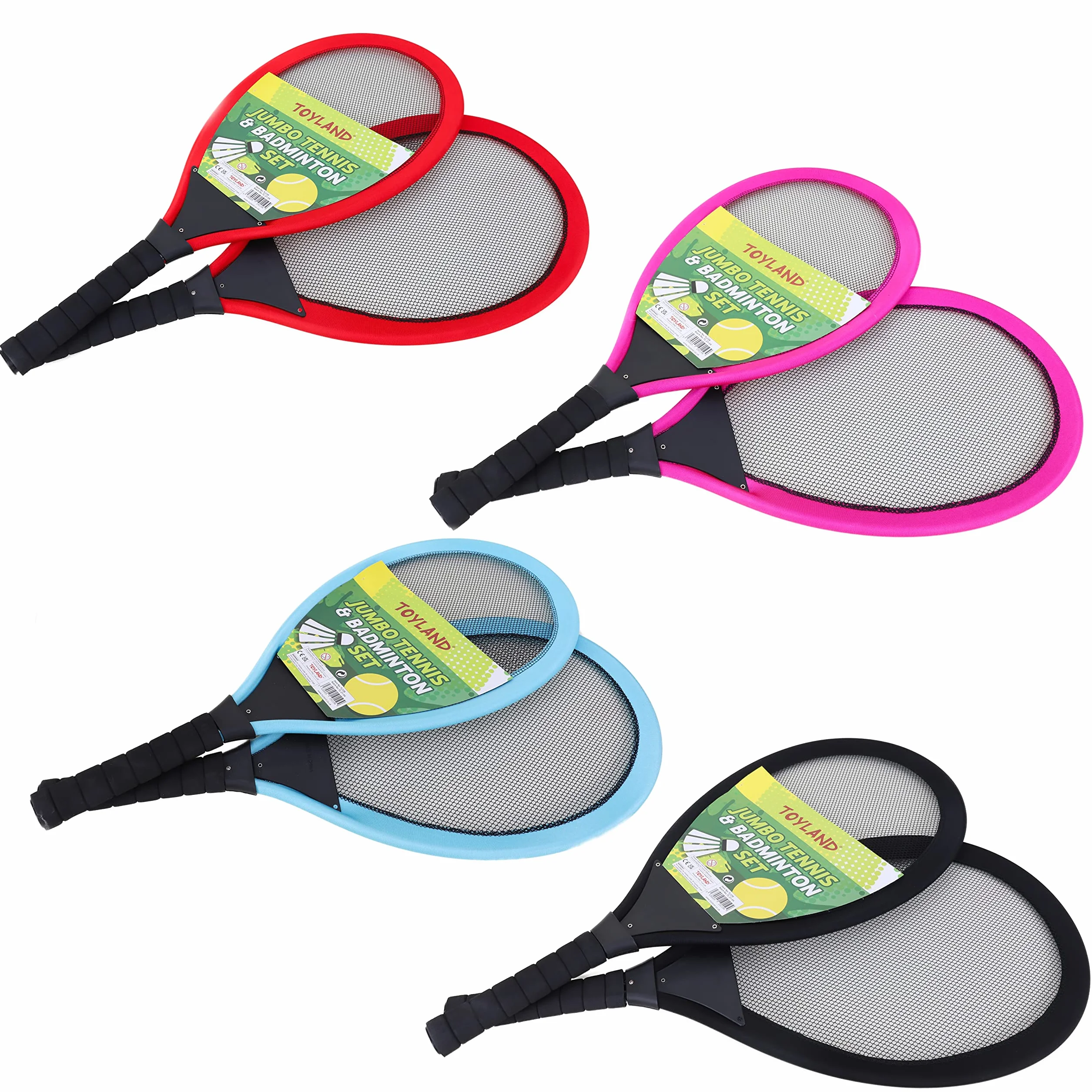Toyland Juego de Tenis y Bádminton 65 cm - 2 Raquetas Gigantes con Volante y Pelota