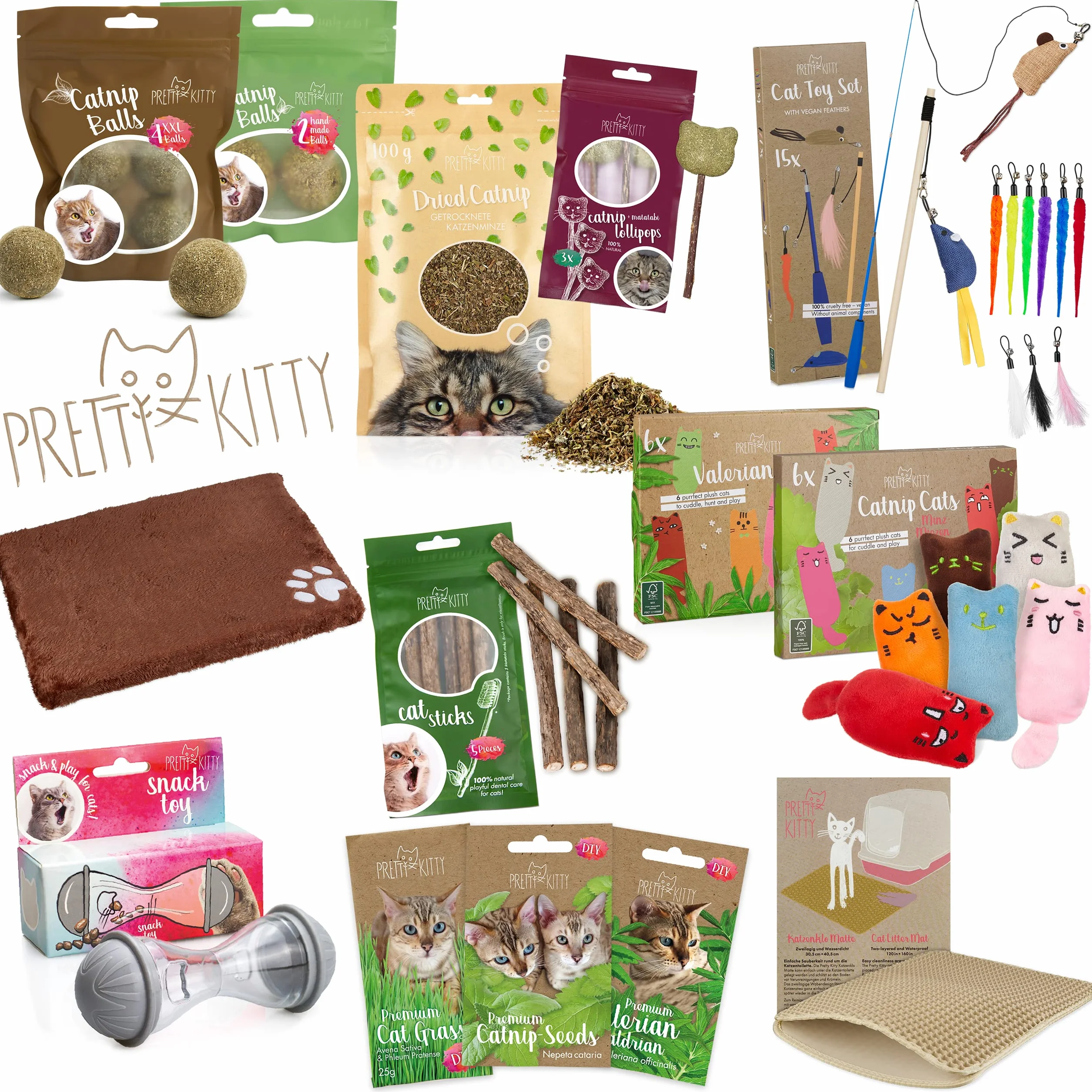 PRETTY KITTY Palitos Gato Cuidado Dental: 5X palitos Matatabi de Madera como Juguete Natural para Gatos contra el Mal Aliento – Palitos dentales Gato – Mordedores para Cuidado Dental de Gato