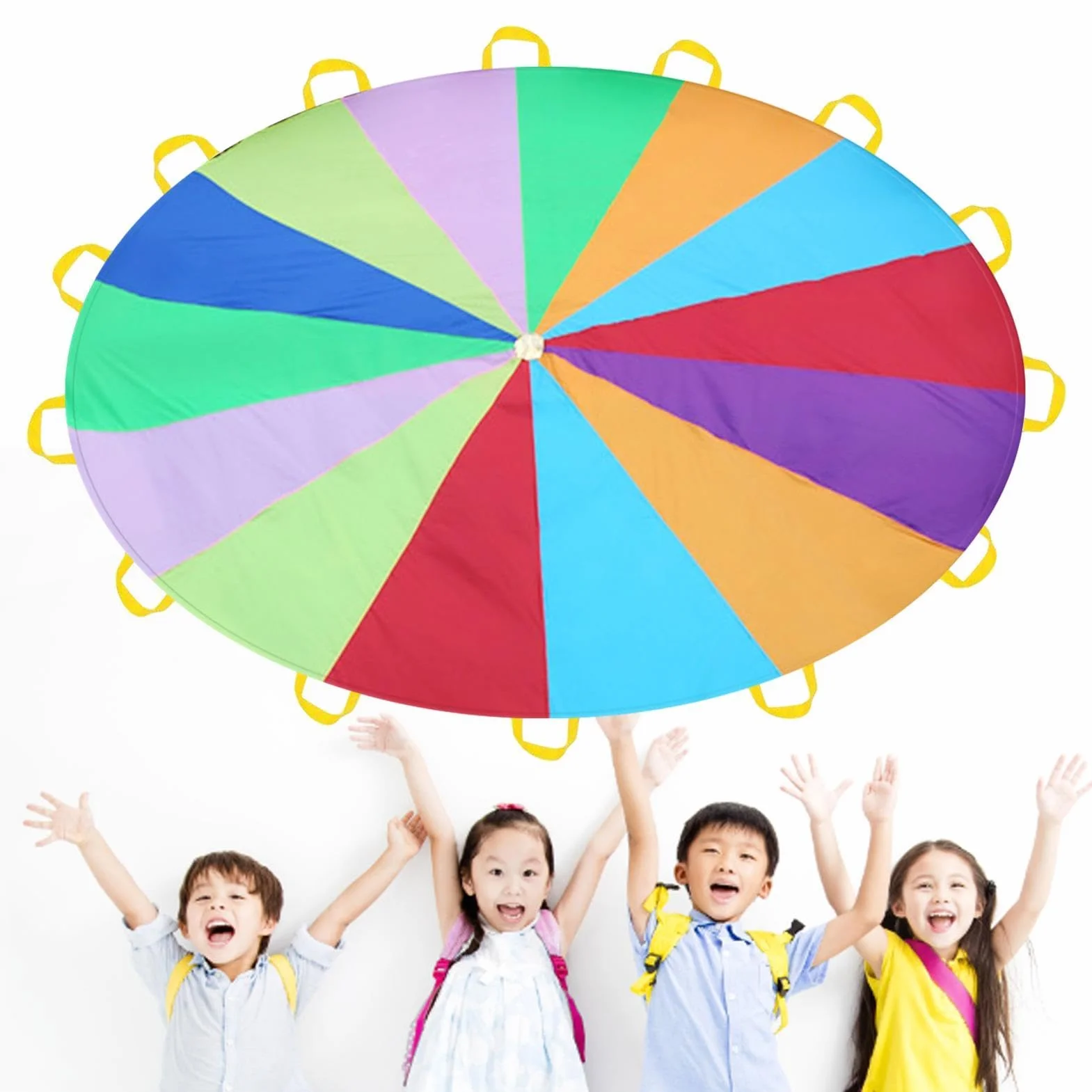 Paracaídas multicolor para niños 2/3 m con asas para juegos educativos deportivos