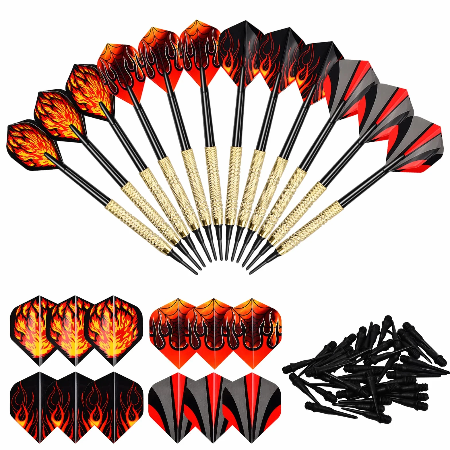 Juego de Dardos Profesionales Jinlaili Diana Electrónica con 12 Dardos de Punta Suave y 100 Puntas 16g