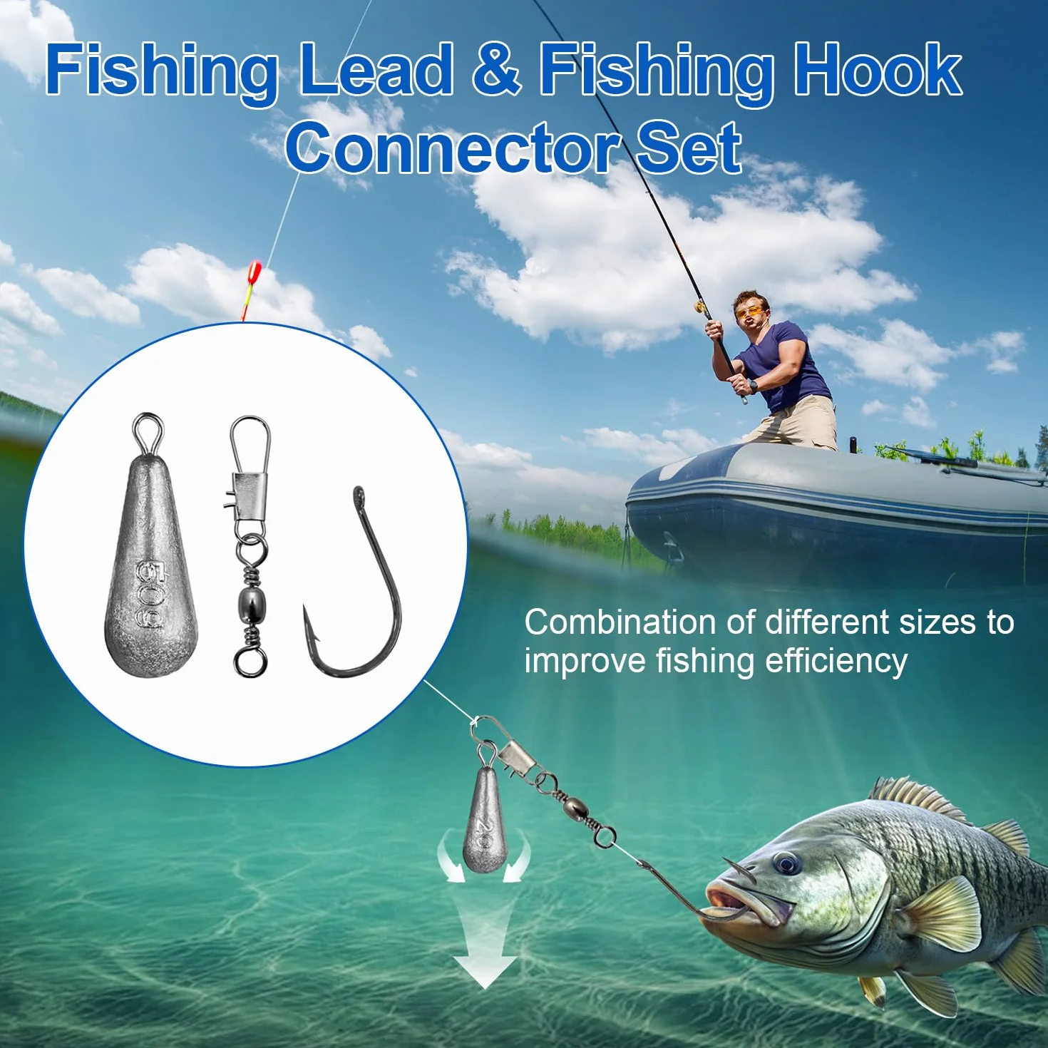 Kit de Pescas 125 Piezas Anzuelos de Pesca Plomos para Mar Surfcasting Carpa Trucha 5-60 g