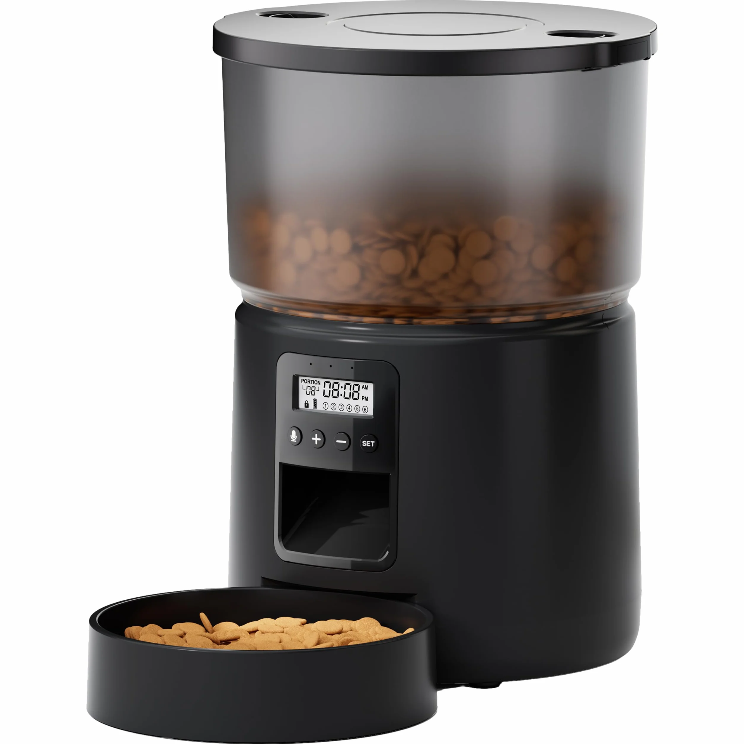 Comedero Gato Automatico - Dispensador Comida con Temporizador Programable - 1-6 Comidas al DíA - Comedero con Presione la Tapa y FuncióN de GrabacióN de 10s - 3L