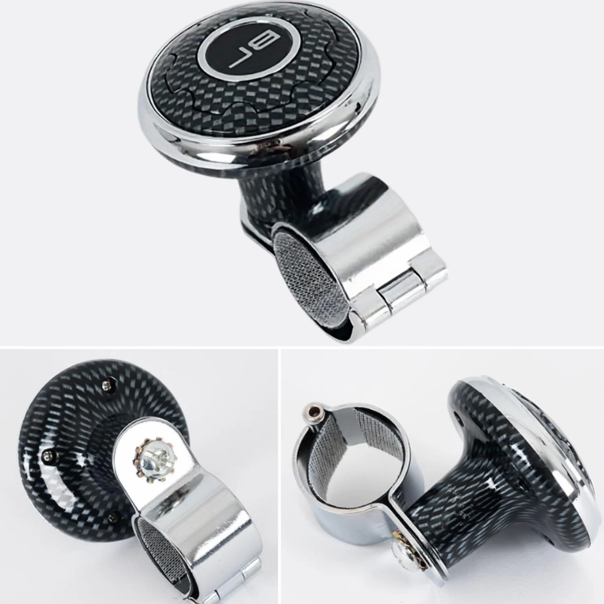 SUQ Perilla Giratoria para Volante Asistida por Gm para Automóviles Camiones Tractores Barcos Cortadoras de Césped (Negro)