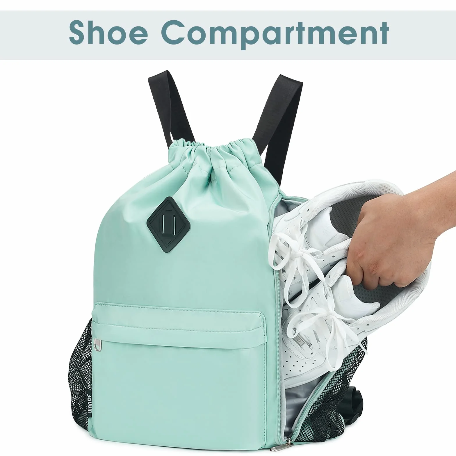 WANDF Mochila de deporte con compartimento para zapatos, resistente al agua, Verde Menta