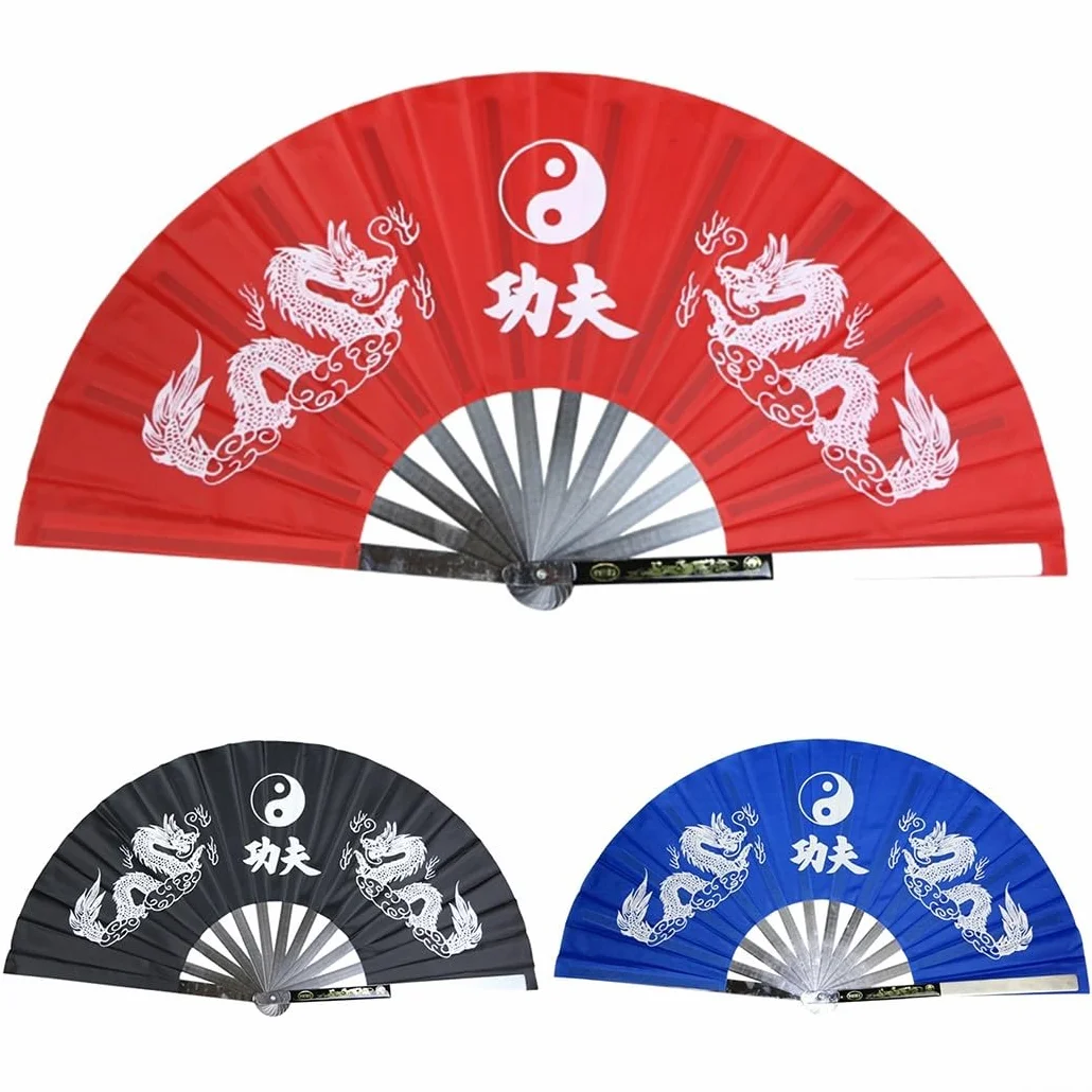 Abanico de lucha de acero inoxidable para Tai Chi y artes marciales (negro)