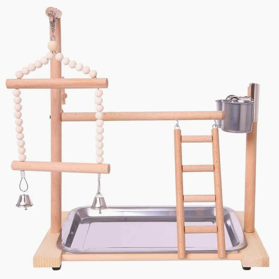 Percha para pájaros Soporte de Percha for pájaros, Plataforma for Loros, Parque Infantil, Soporte for, Escalera, Juguetes interactivos con Tazas alimentadoras