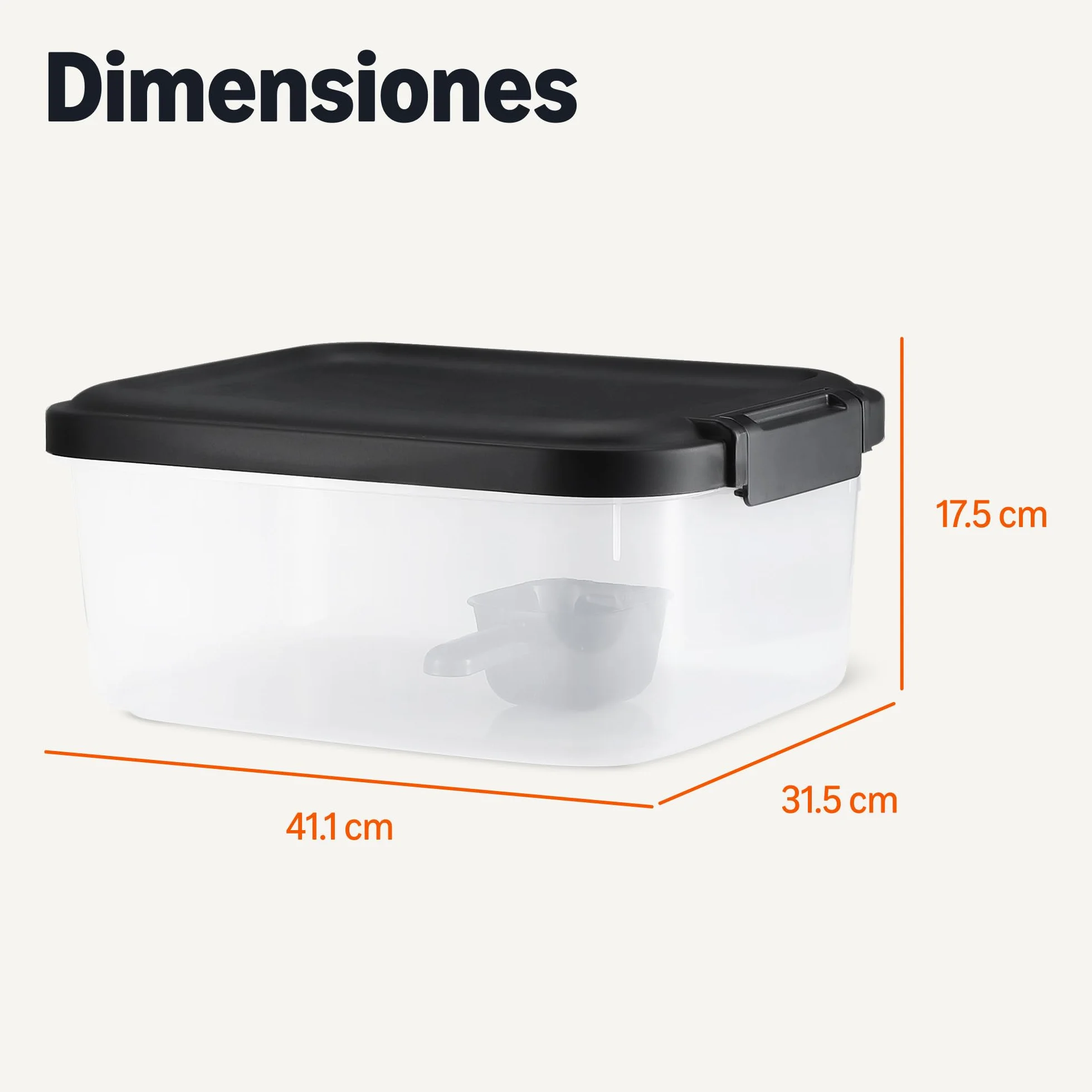 Amazon Basics - Contenedor de Almacenamiento de Alimentos para Mascotas, 4.5 kg,Transparente y Negro