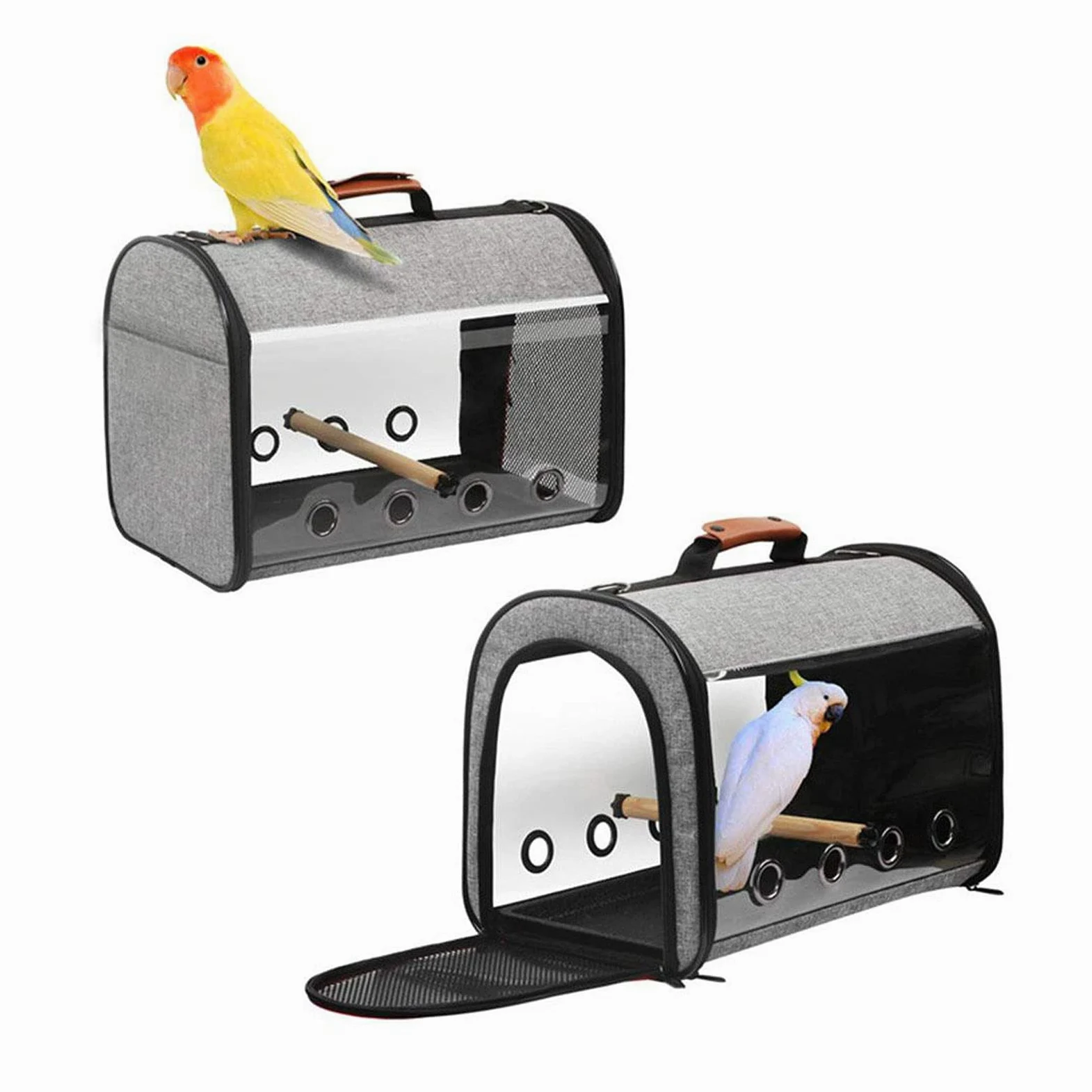 Liudan Jaula de Pájaros Pájaro Pájaro Travel Carrier Transparente Parrot Pájaro Pájaro Cause Mochila de Asas con Doble Cremallera Diseño Caja de Transporte de Aves Jaula