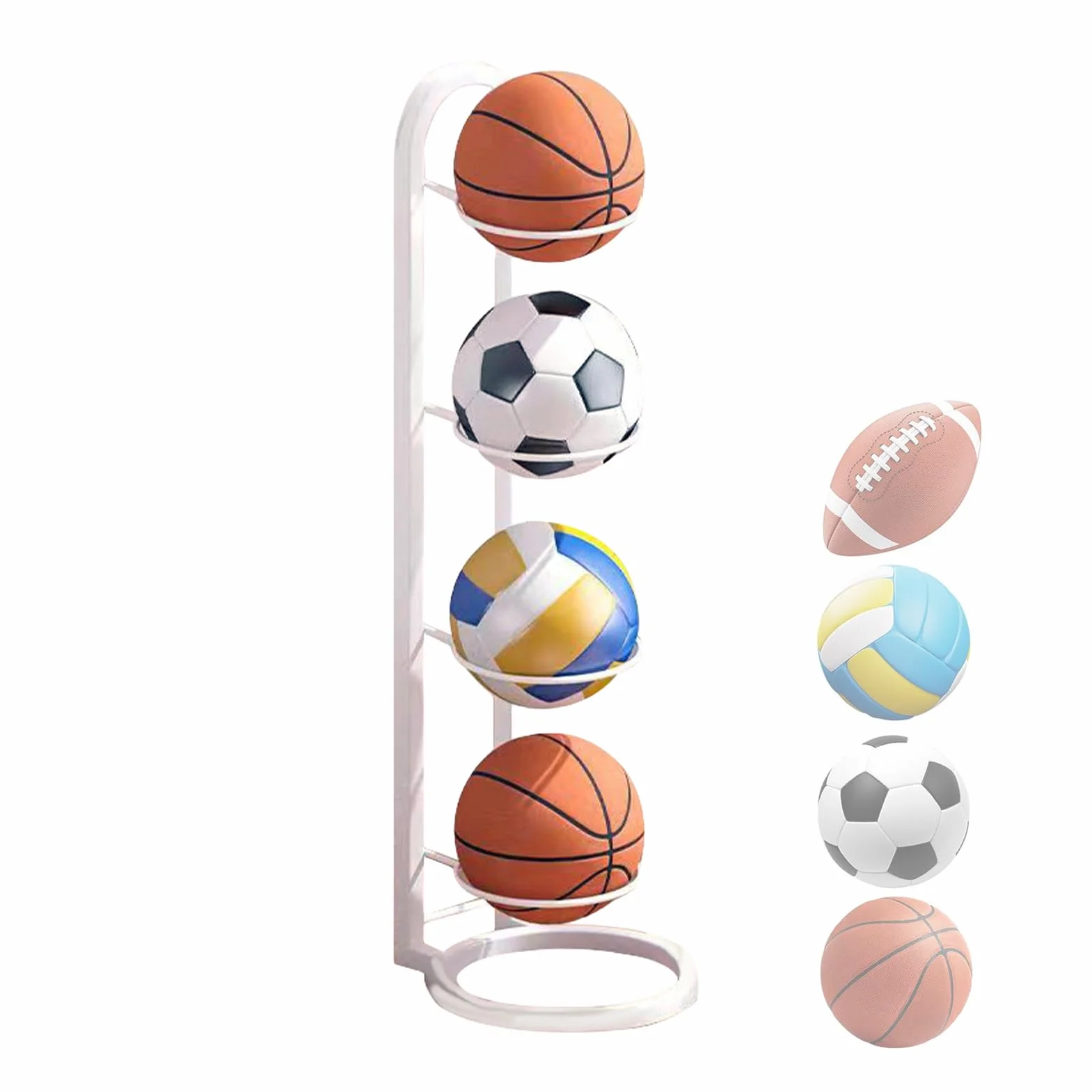 Soporte de Baloncesto Estante de Almacenamiento de Pelotas Montaje en Pared Metal